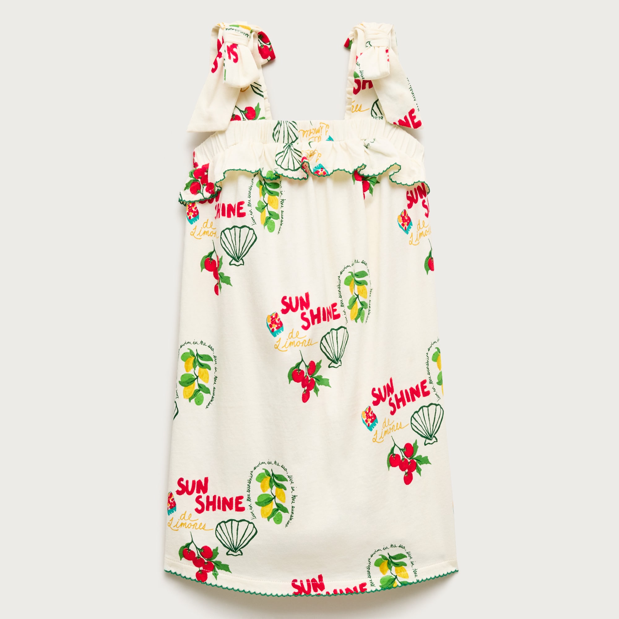 Girls' tie-shoulder dress in broken-in-jersey
