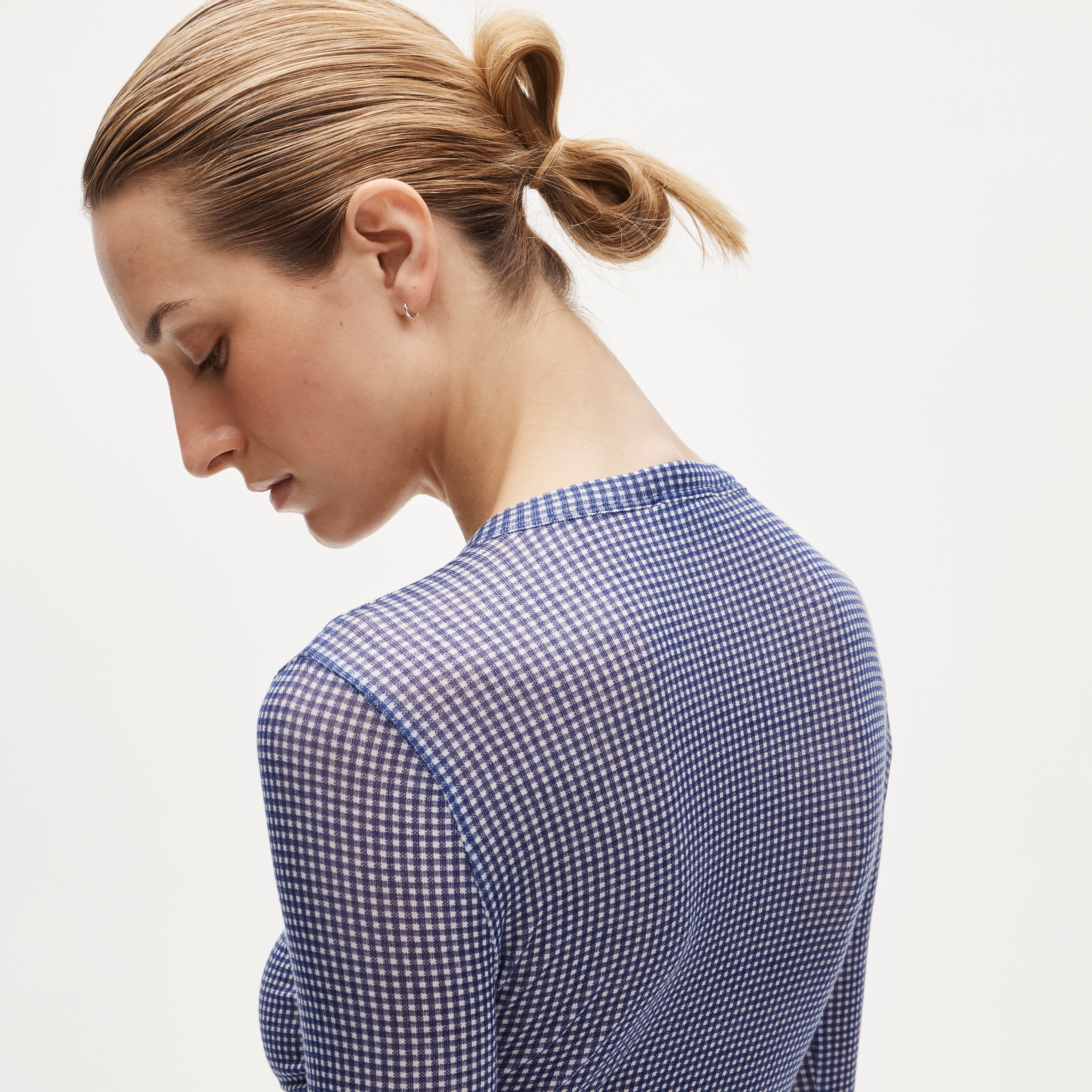 Stretch lyocell-blend cardigan in gingham - image 4