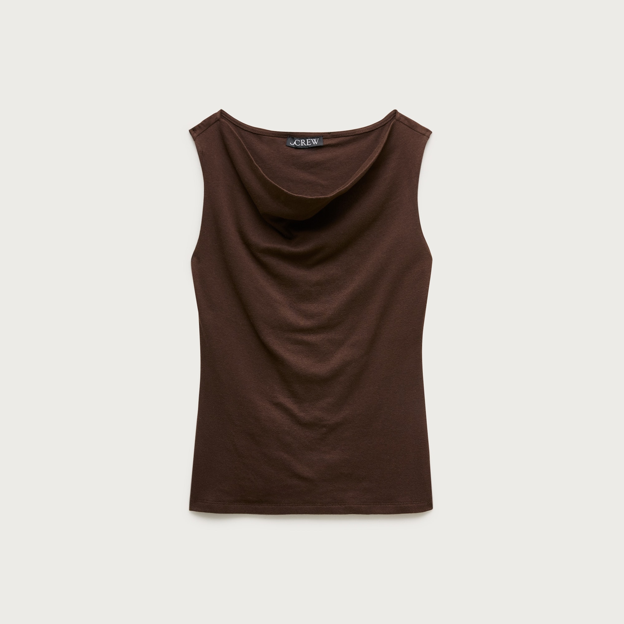 Cowlneck tank top in ribbed cotton