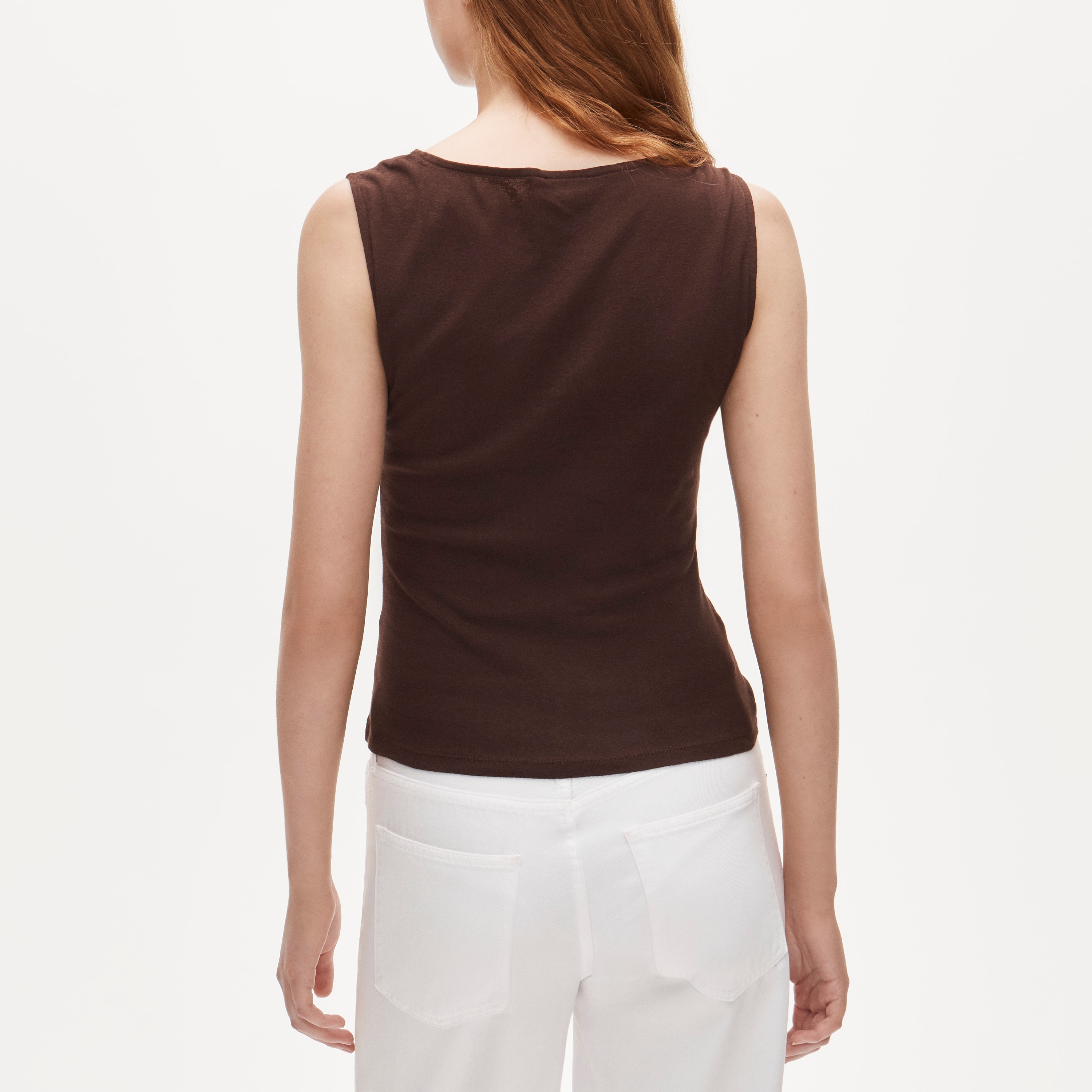 Cowlneck tank top in ribbed cotton