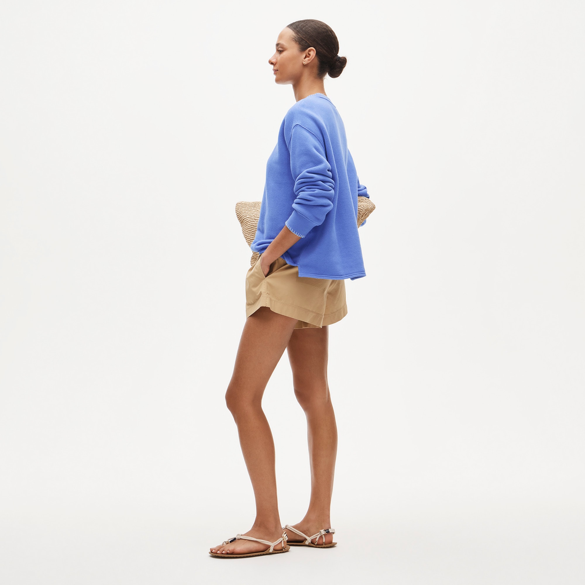 Contrast-trim heritage terry relaxed crewneck sweatshirt - image 3