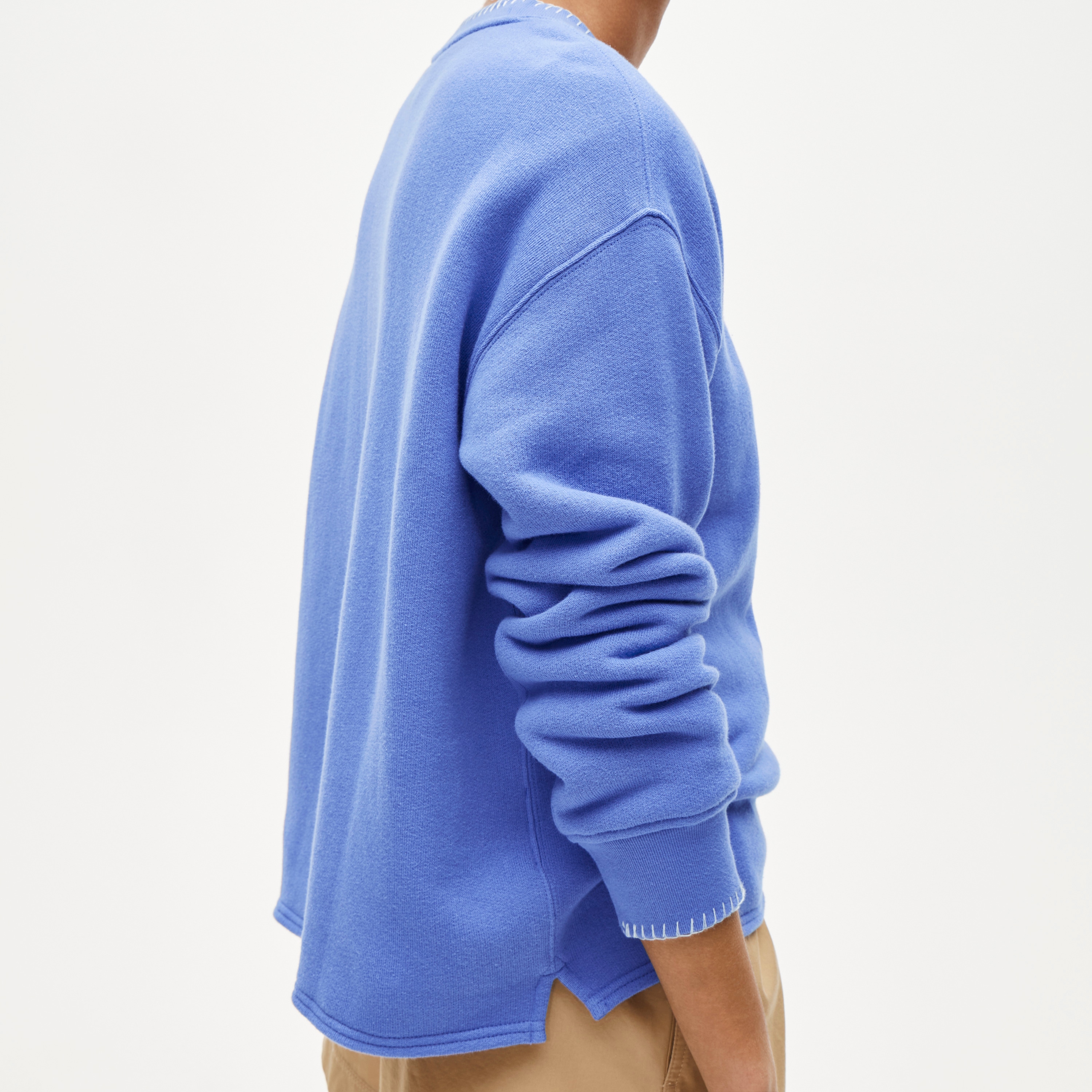 Contrast-trim heritage terry relaxed crewneck sweatshirt - image 4