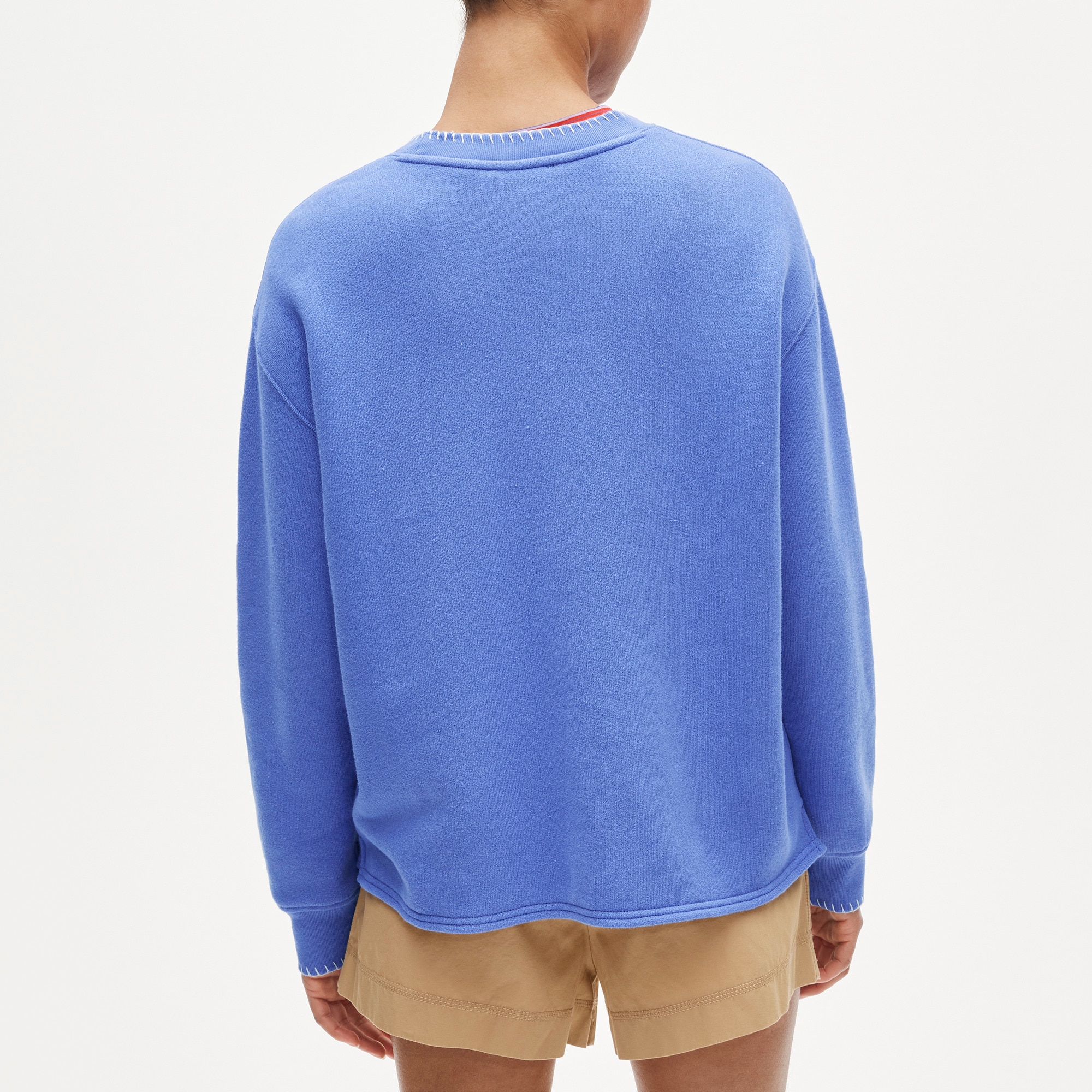 Contrast-trim heritage terry relaxed crewneck sweatshirt - image 5