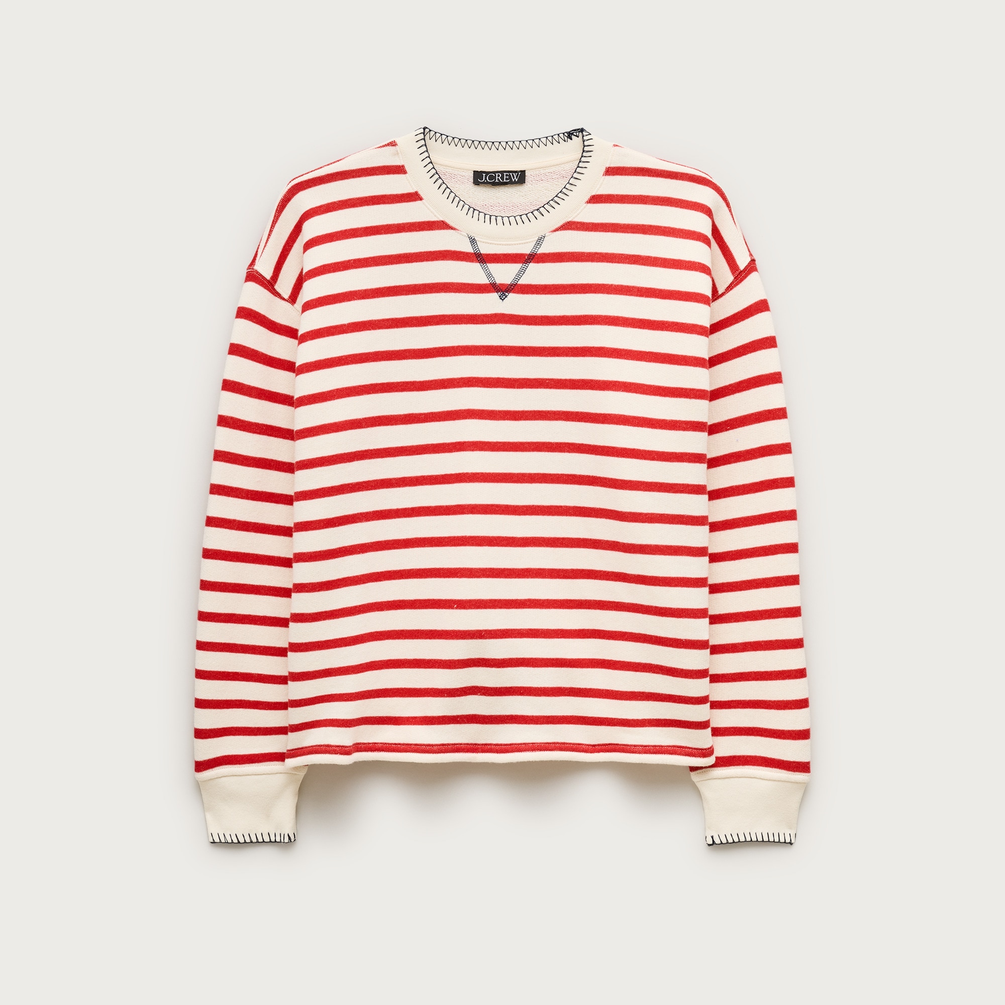 Contrast-trim heritage terry relaxed crewneck sweatshirt in stripe from J.Crew - $128
