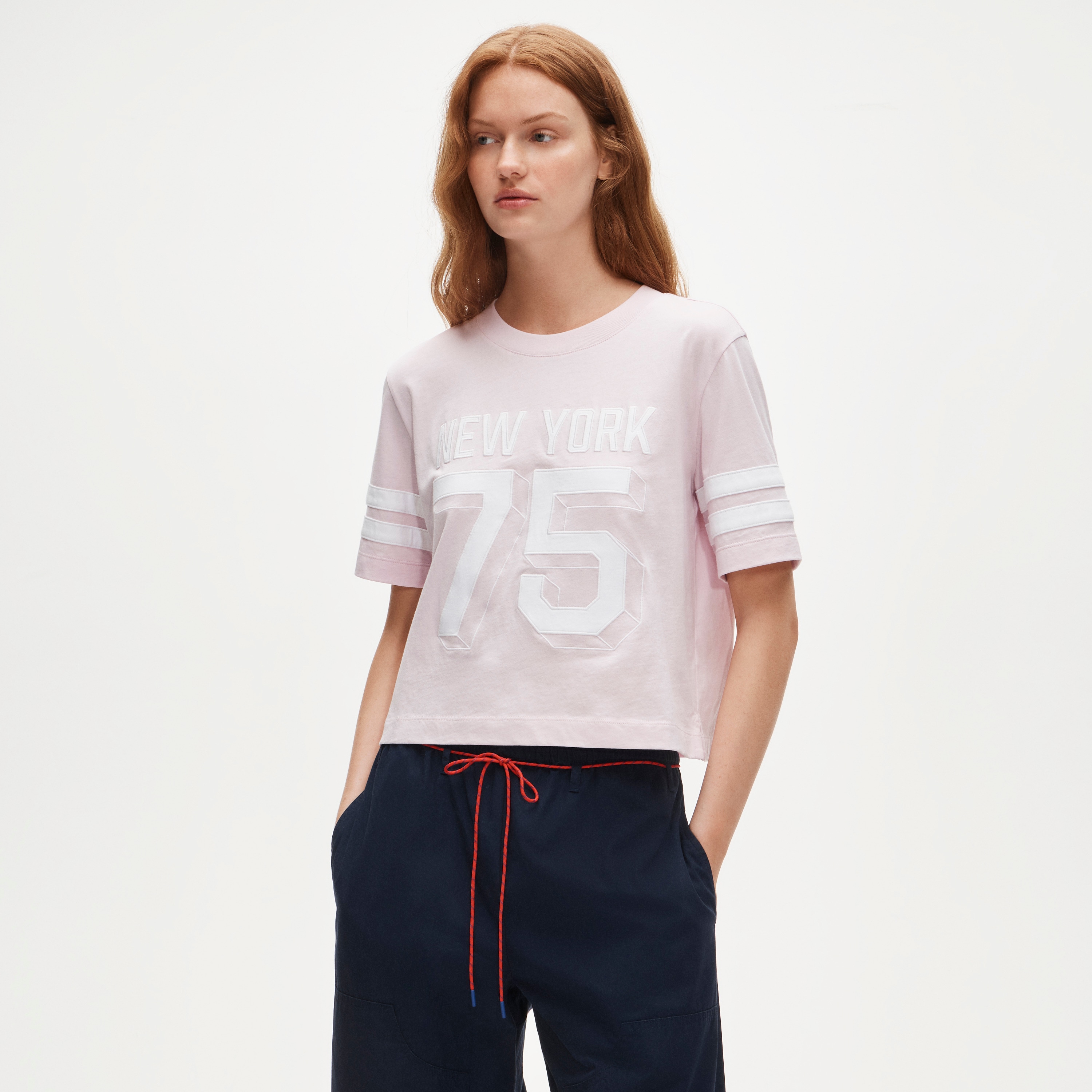 Vintage jersey relaxed cropped T-shirt with appliqué