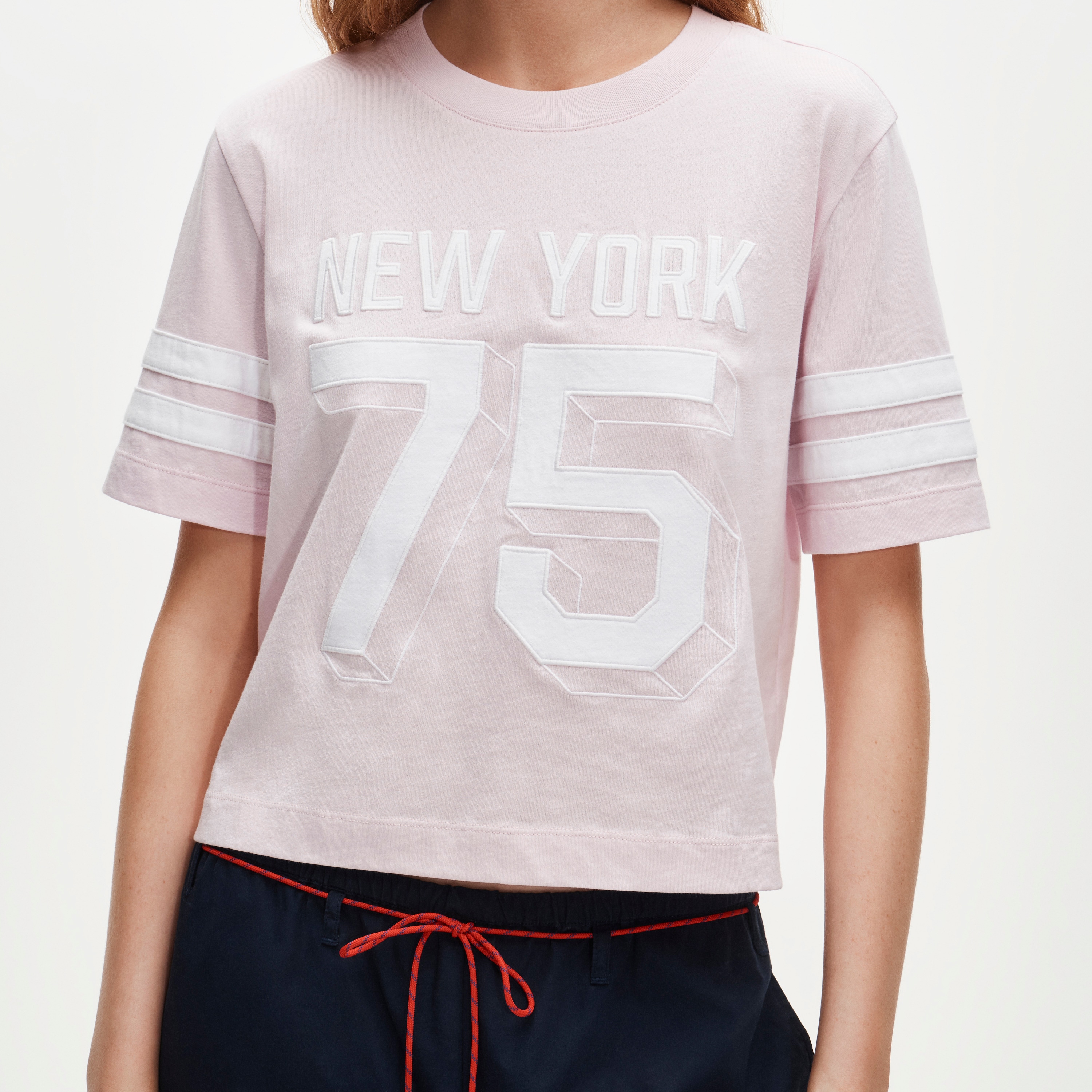 Vintage jersey relaxed cropped T-shirt with appliqué