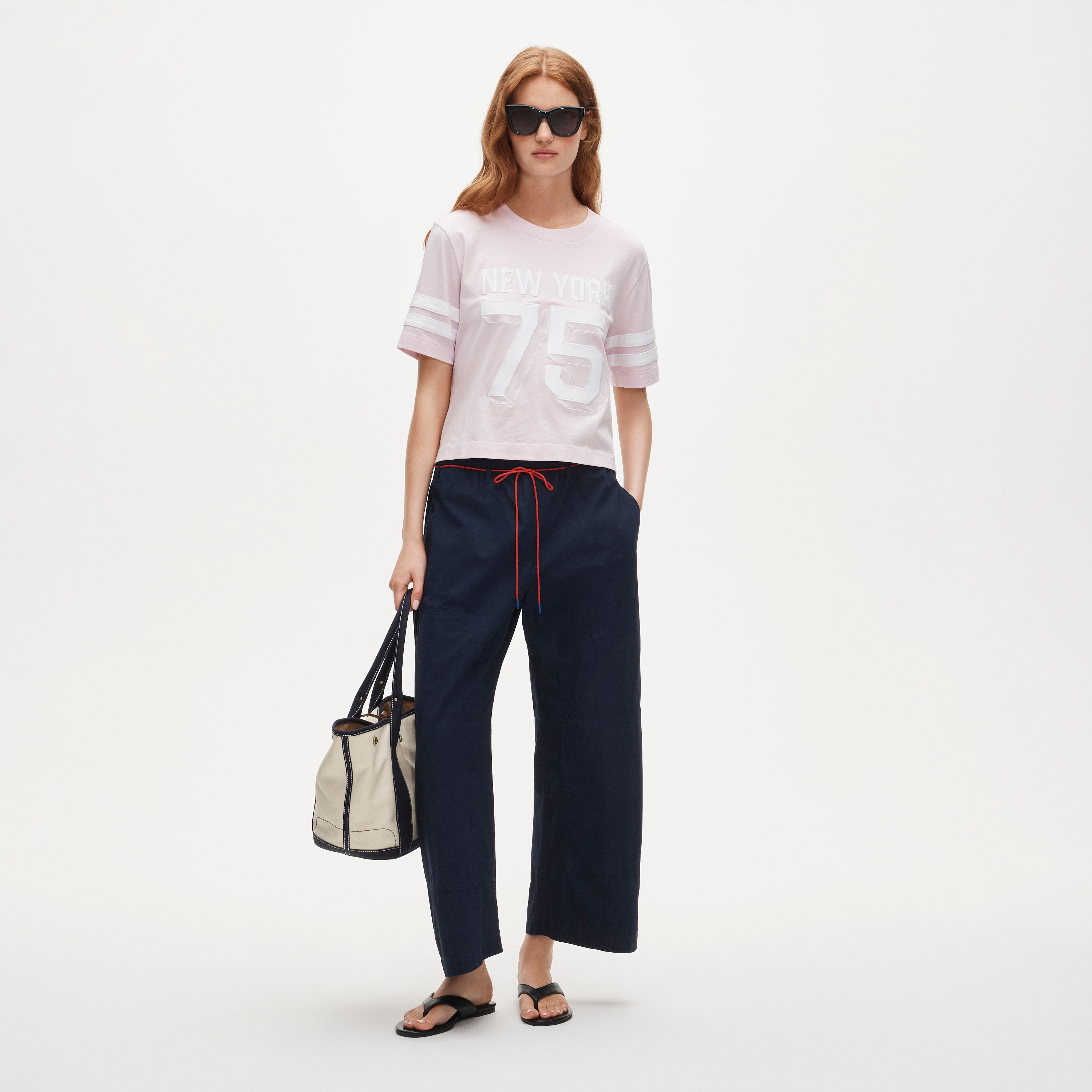 Vintage jersey relaxed cropped T-shirt with appliqué