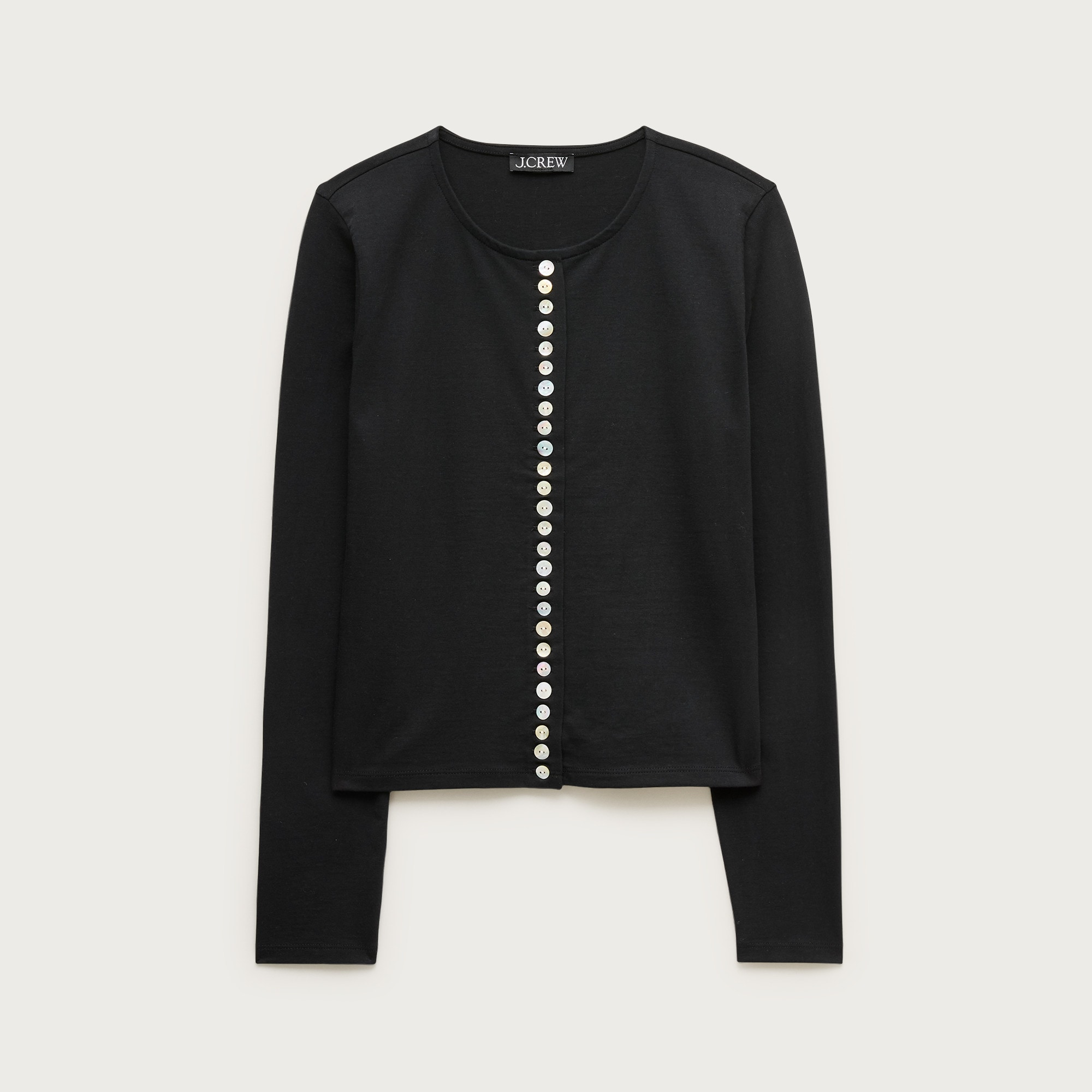 Boyfriend jersey cardigan with pearl shell buttons