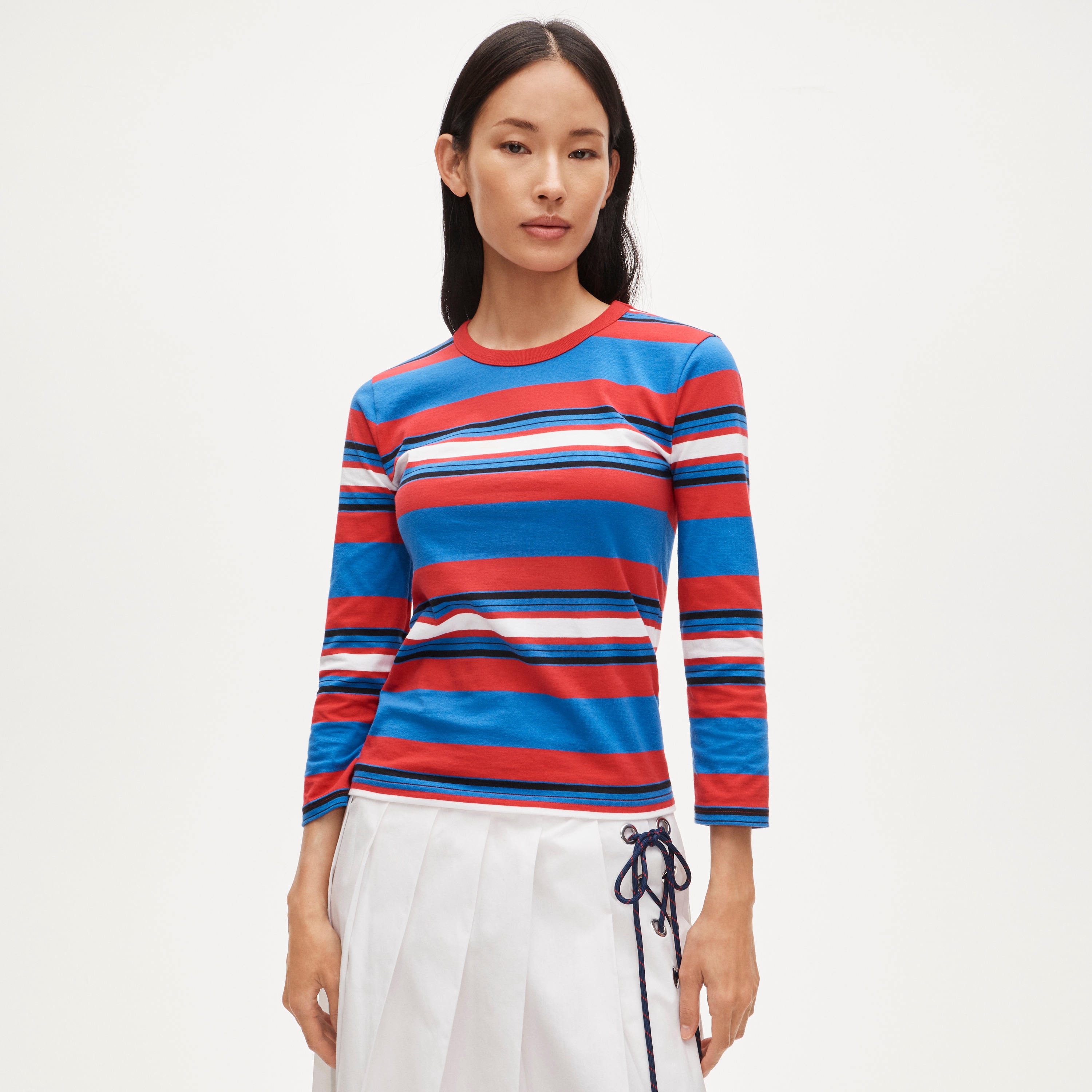 Boyfriend jersey ballet-sleeve top in stripe
