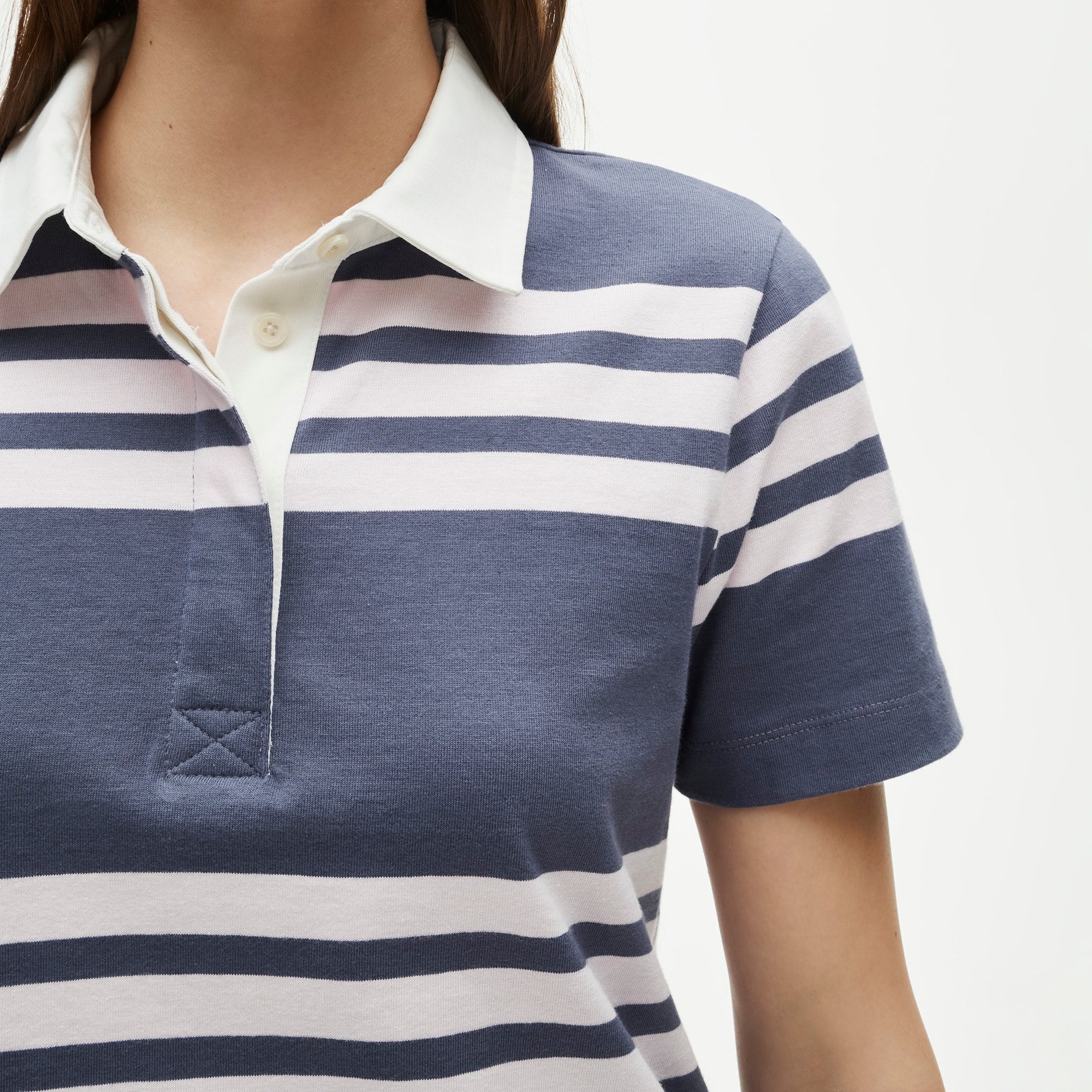 Boyfriend jersey short-sleeve polo shirt in stripe - image 4