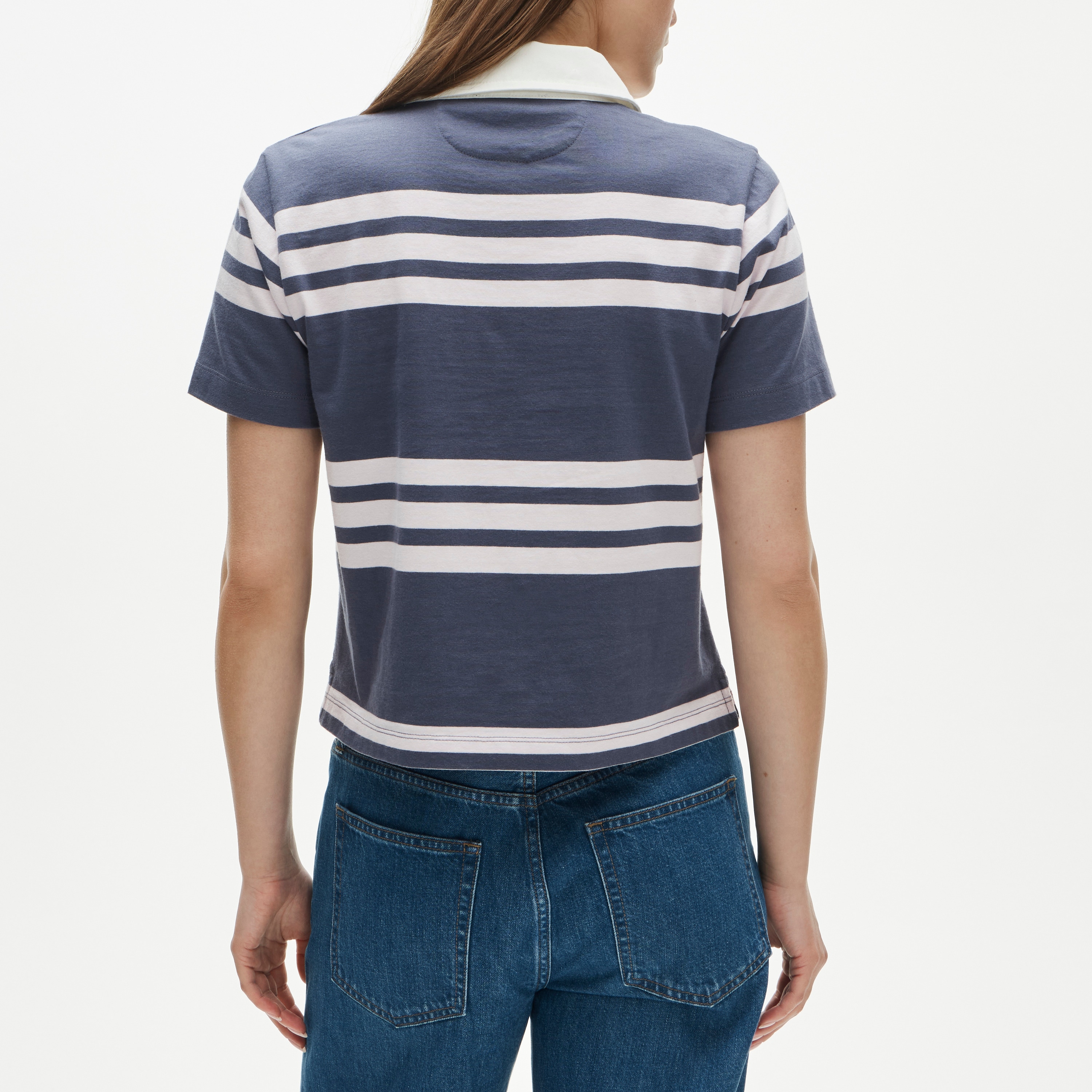 Boyfriend jersey short-sleeve polo shirt in stripe - image 5