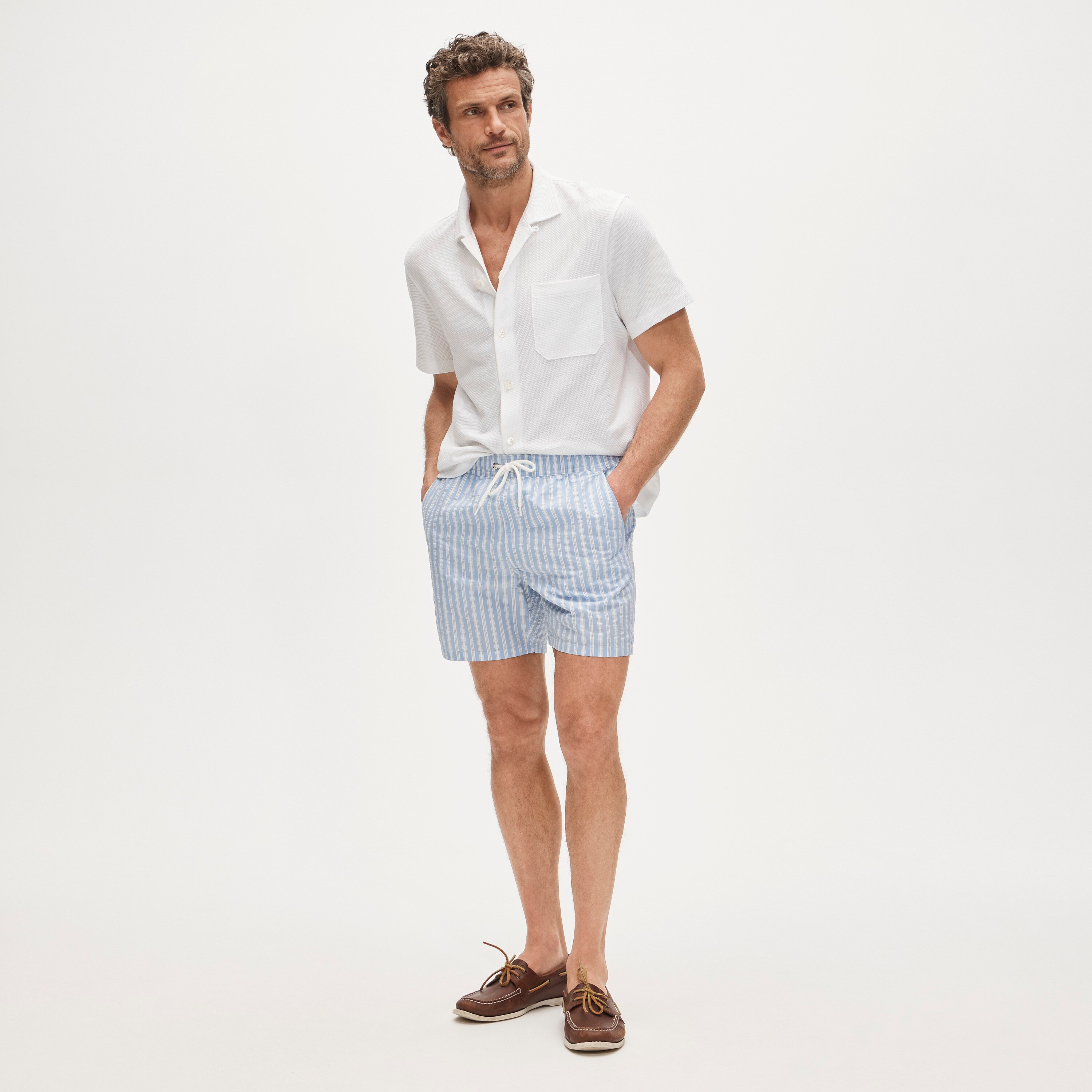 6" swim trunk in seersucker