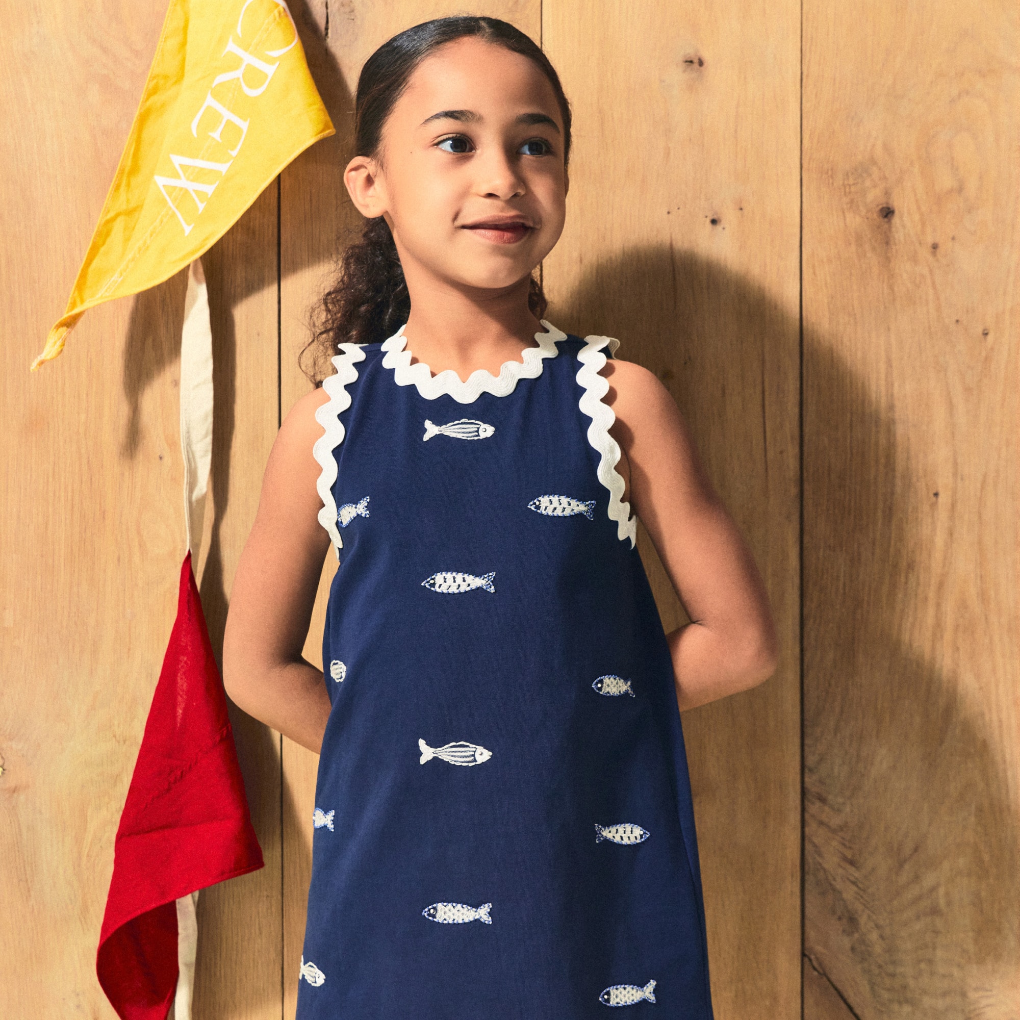 Girls' Beaded Fish Shift Dress In Jersey For Girls | J.Crew