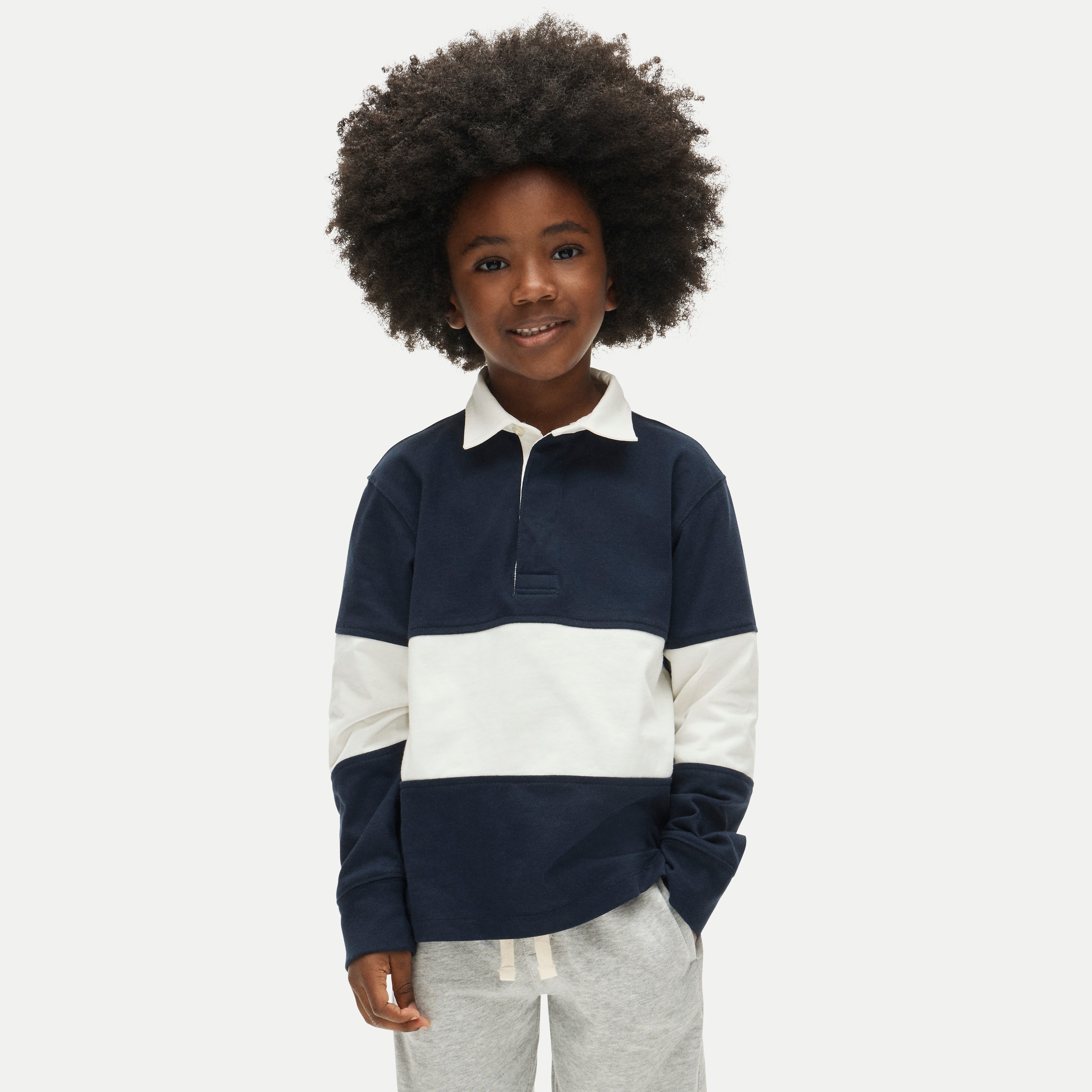 Kids' junior varsity rugby polo shirt in striped heritage jersey