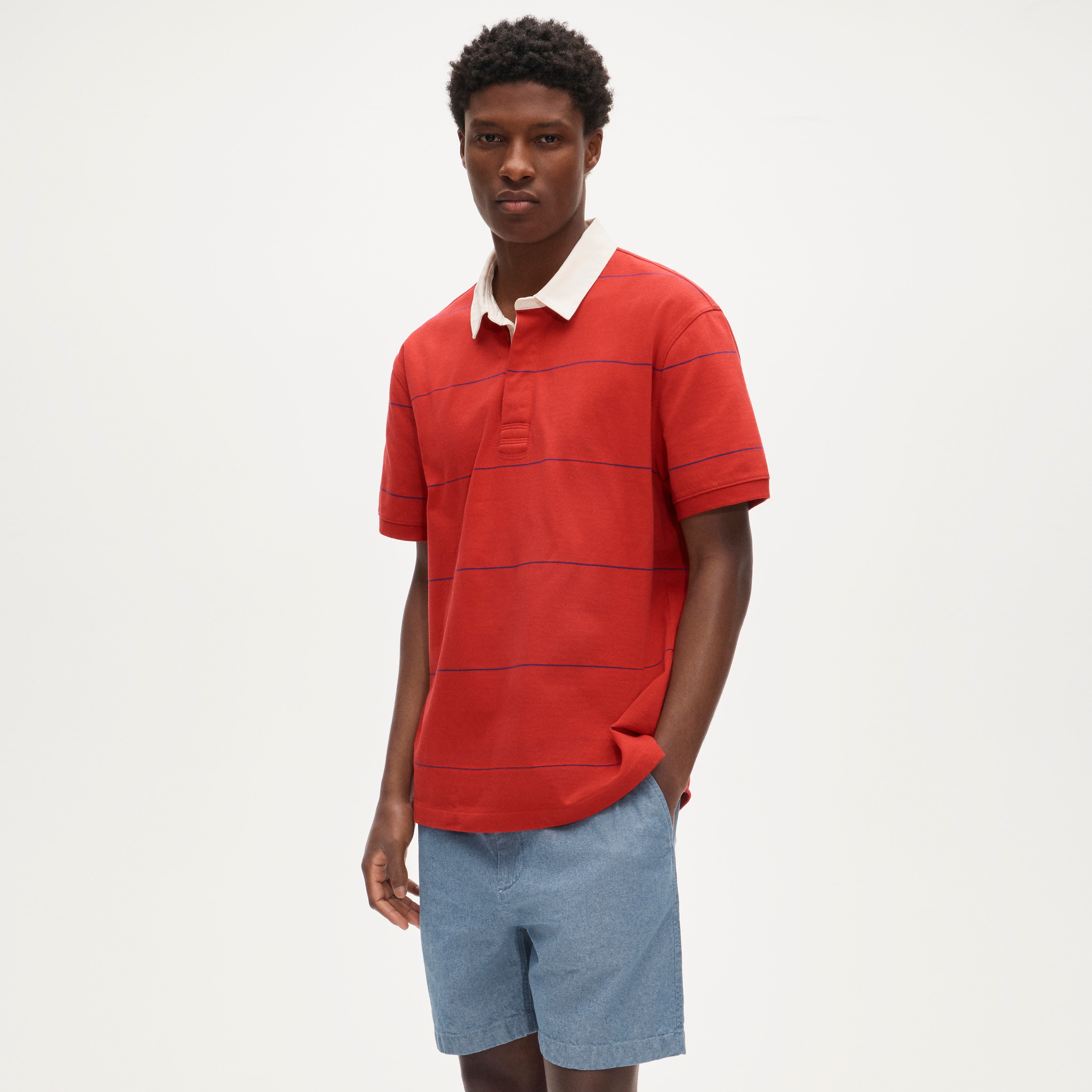 Short-sleeve Rugby Shirt In Stripe For Men | J.Crew
