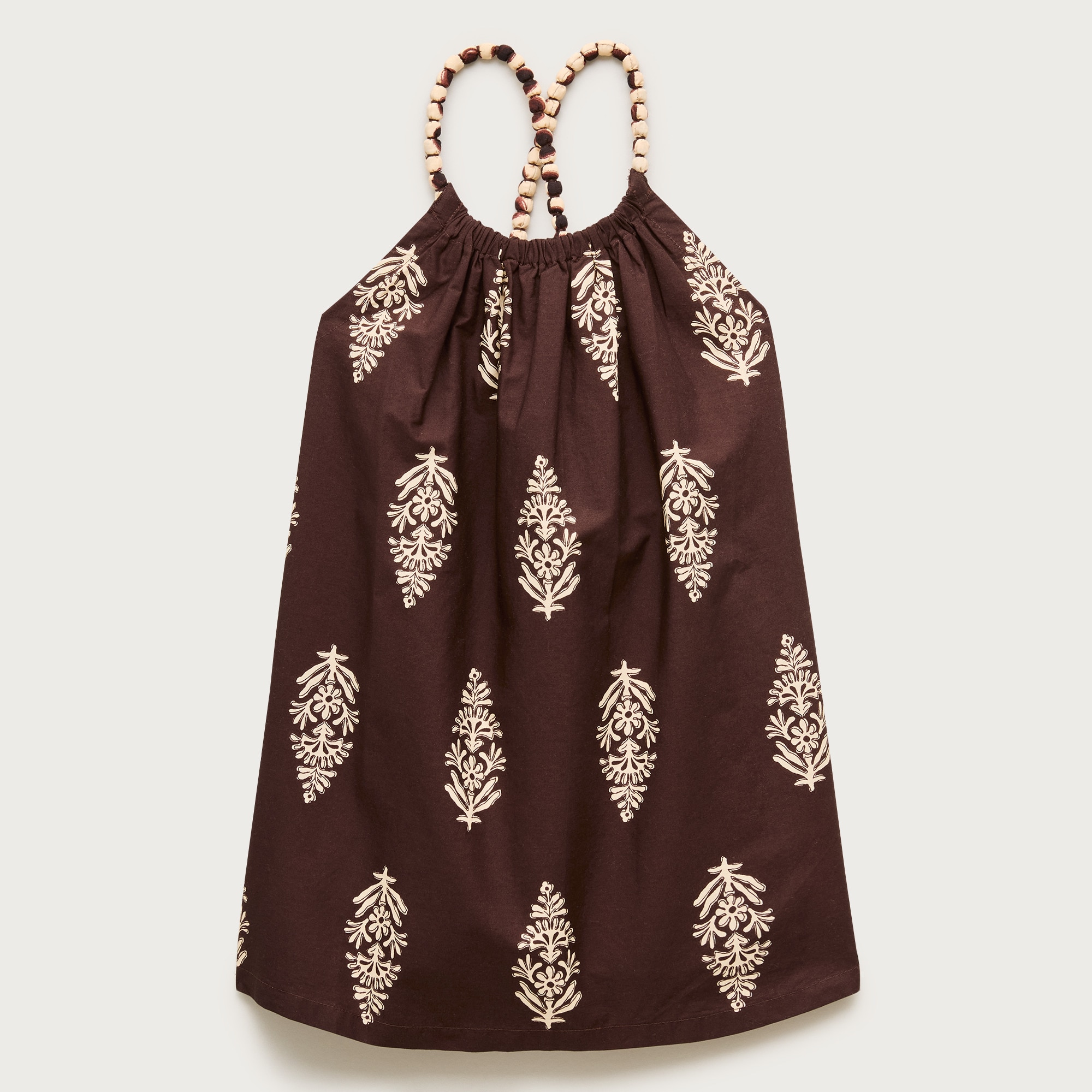 Girls' bubble-strap halter dress in cocoa block print from J.Crew - $110
