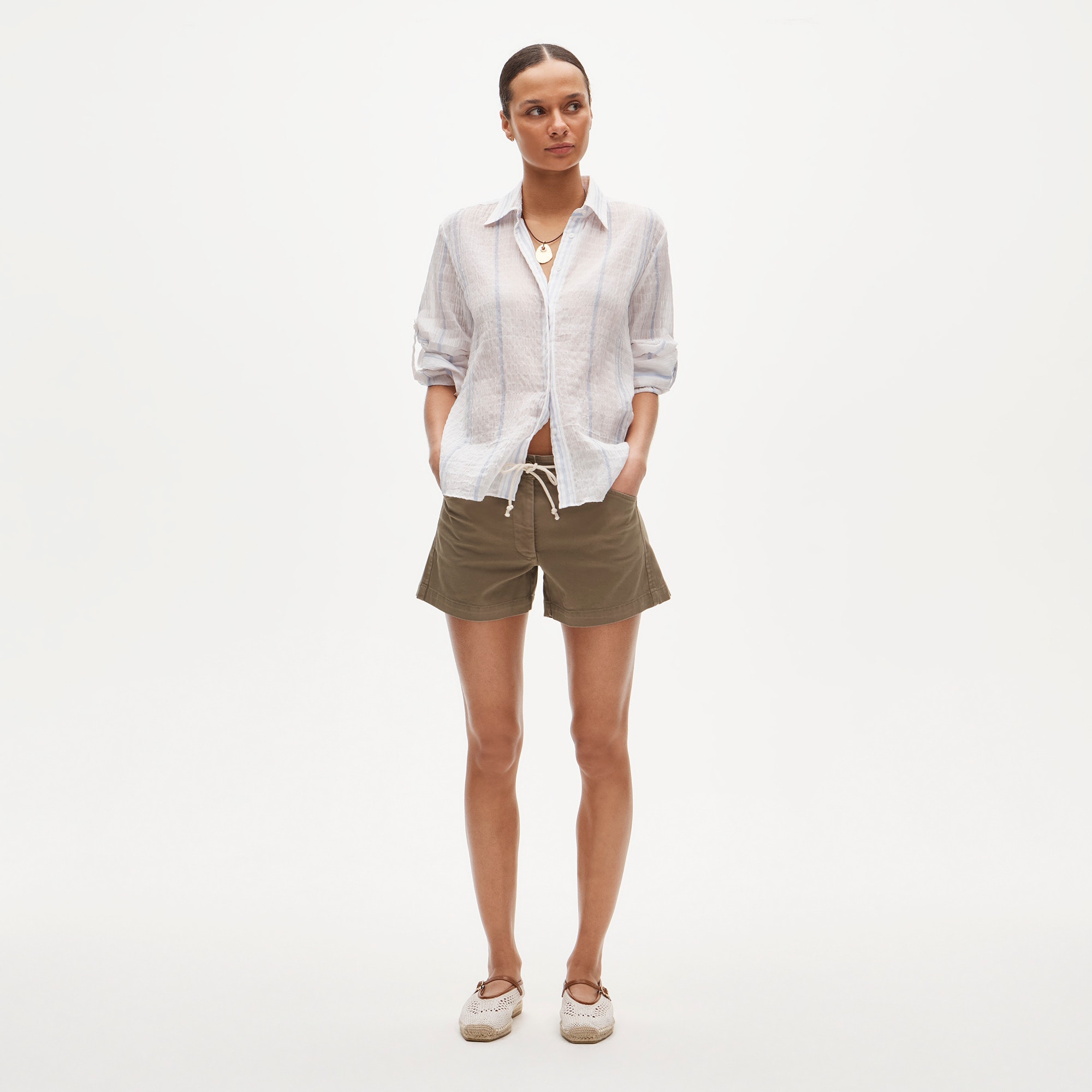 Jules classic-fit button-up shirt in striped textured gauze