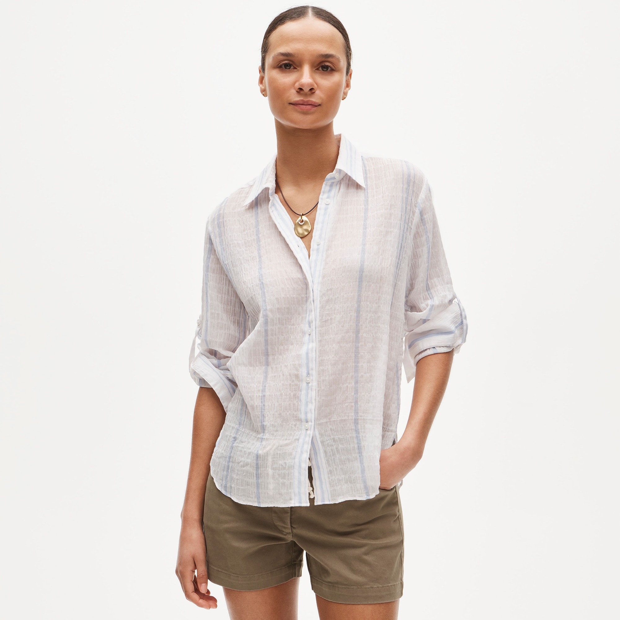 Jules classic-fit shirt in striped textured gauze - image 2