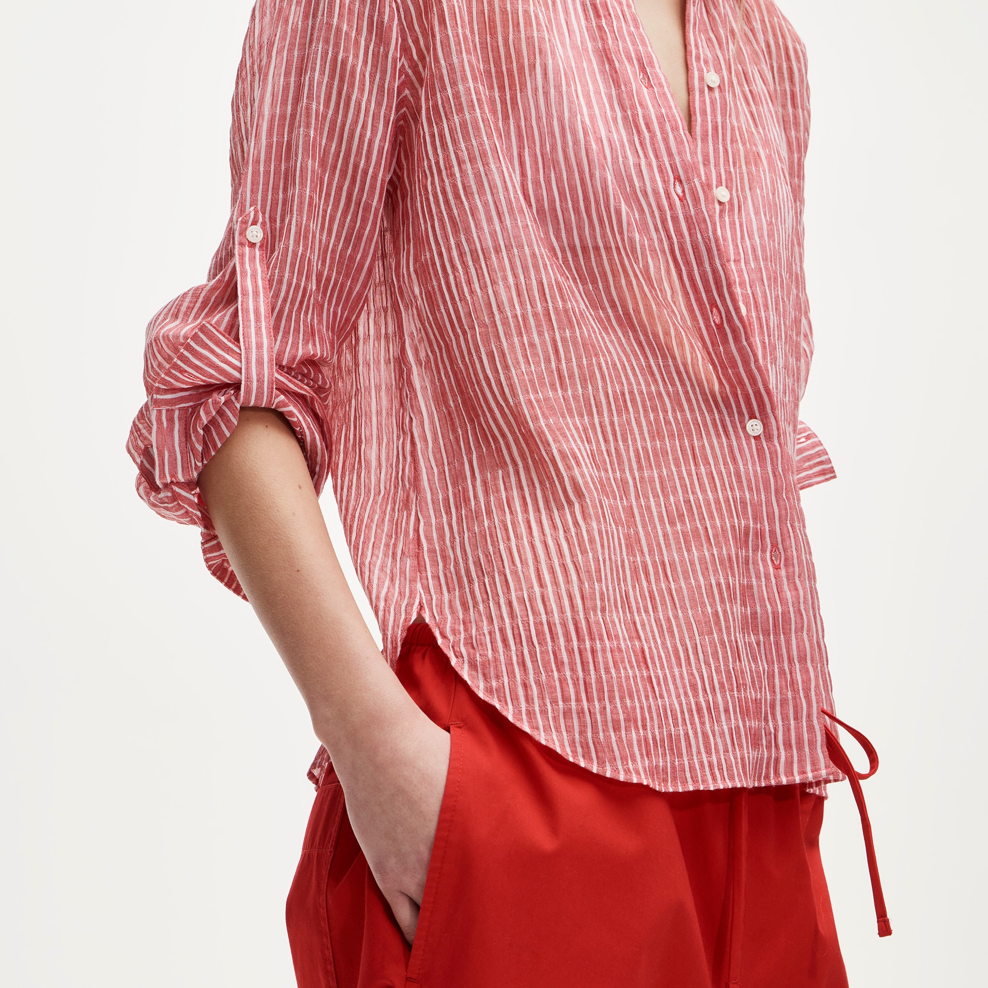 Jules classic-fit button-up shirt in striped textured gauze