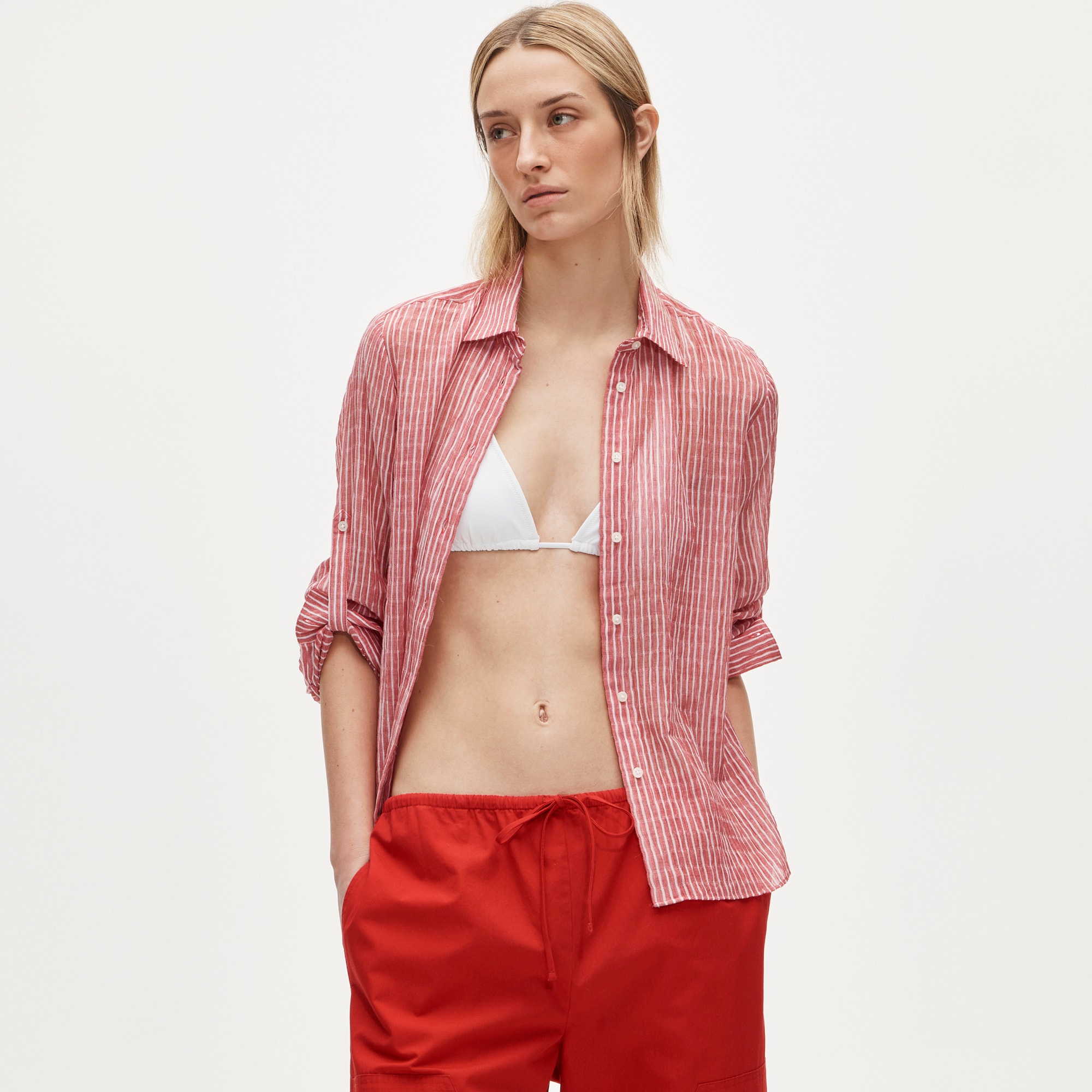 Jules classic-fit shirt in striped textured gauze - image 2
