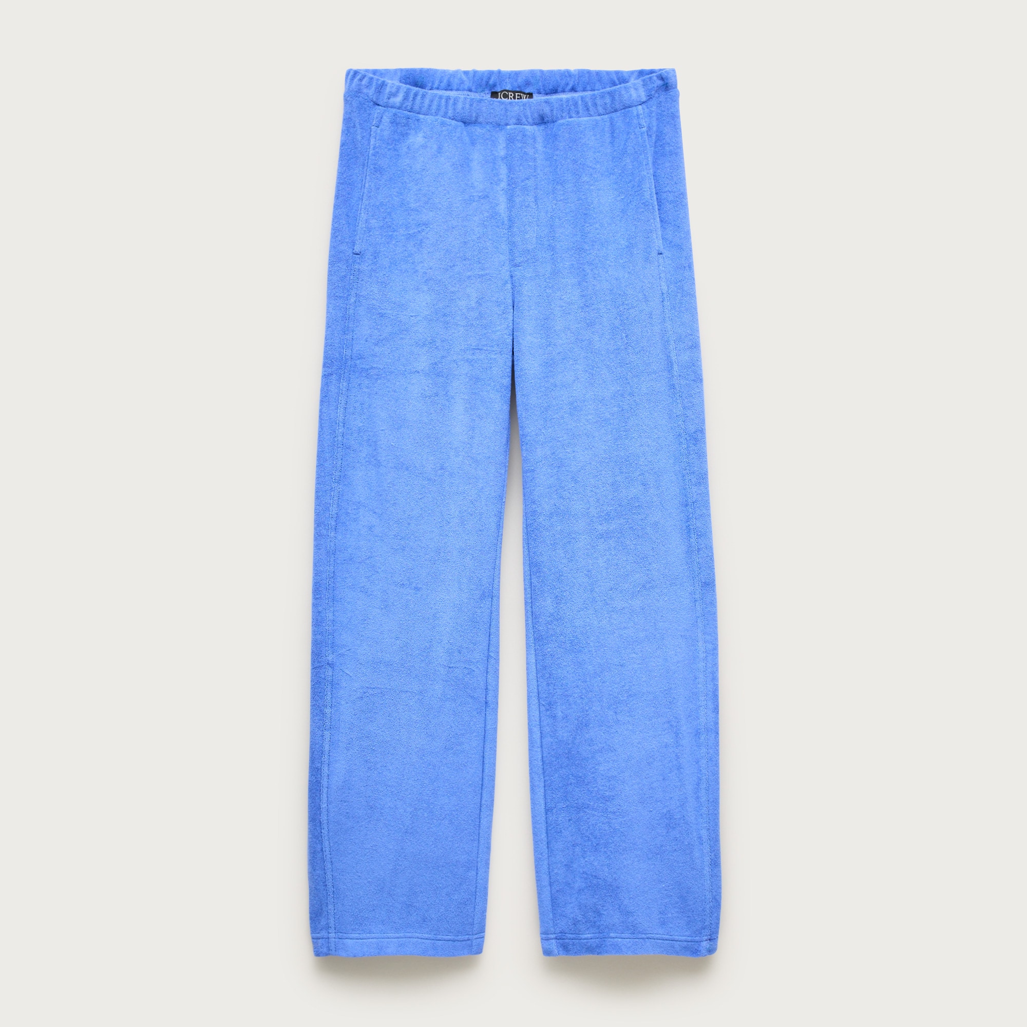 Towel terry barrel-leg sweatpant