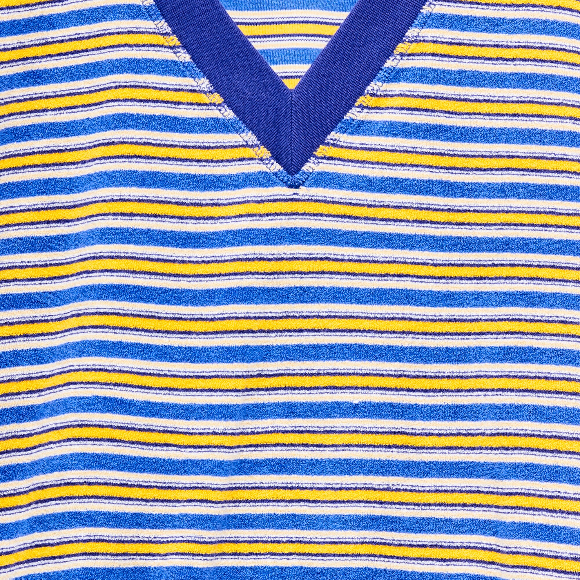 Towel terry V-neck sweatshirt in stripe