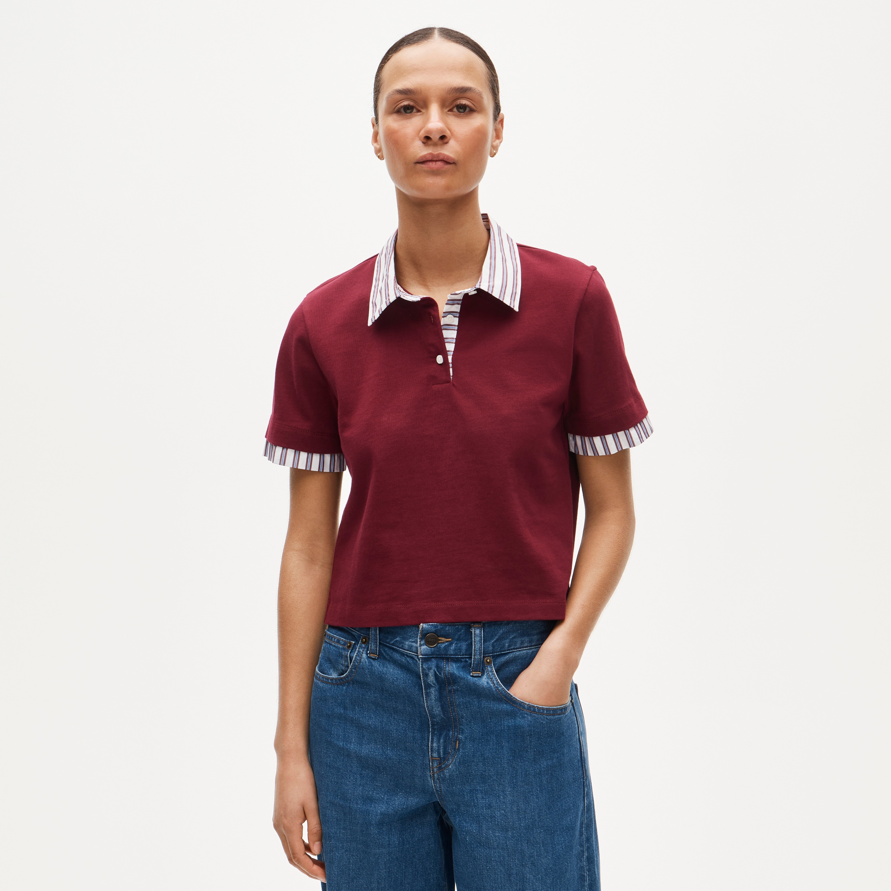 Layered polo shirt in mariner cotton - image 2