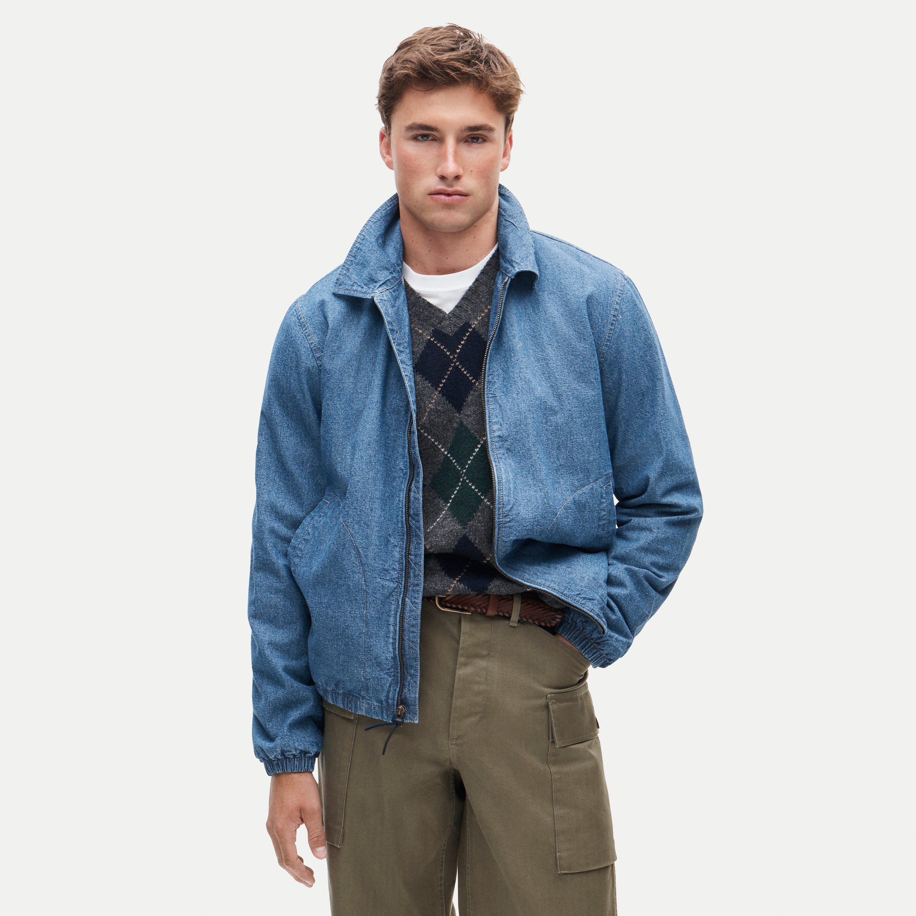 Harrington Jacket In Chambray For Men | J.Crew