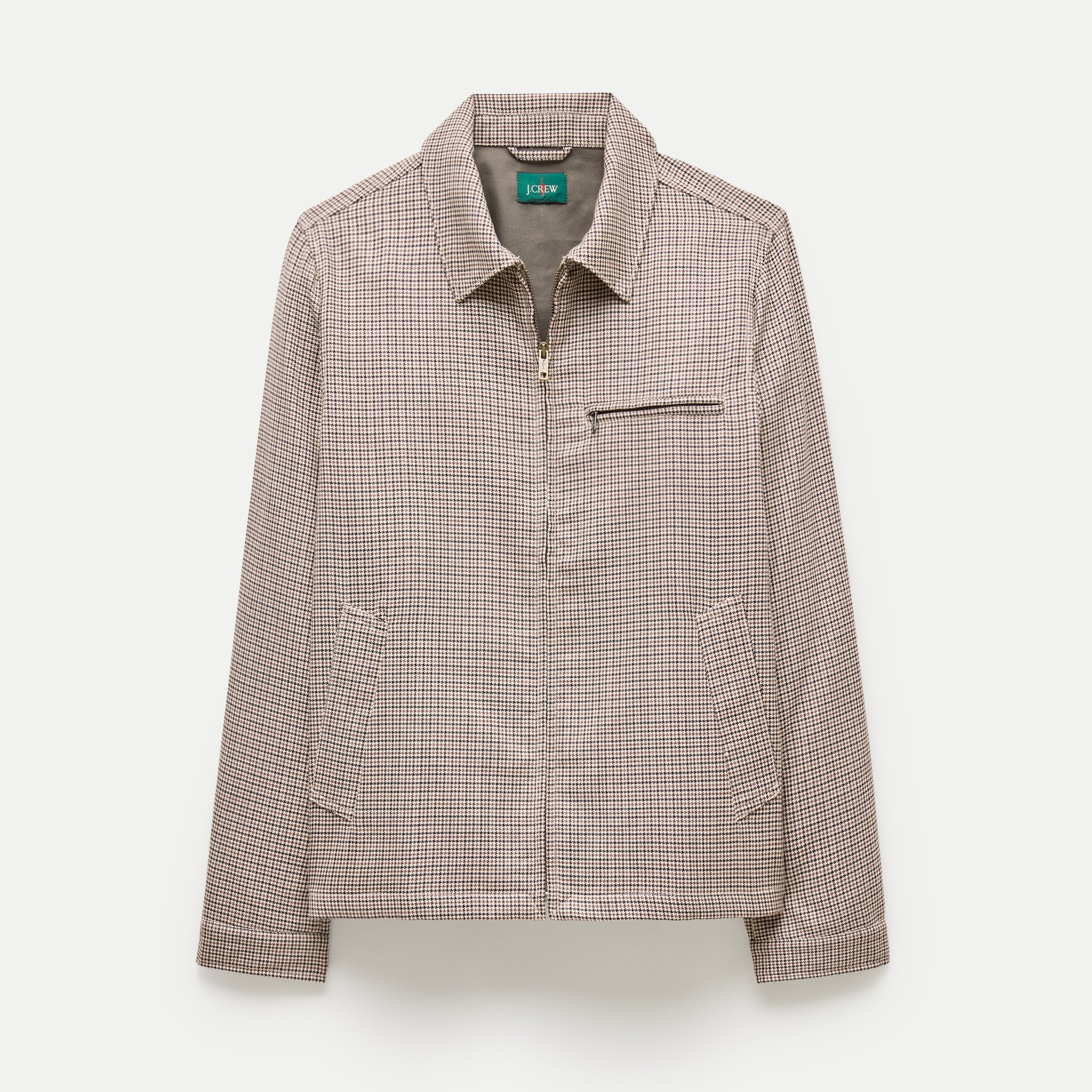 Harrington jacket in houndstooth cotton-wool blend
