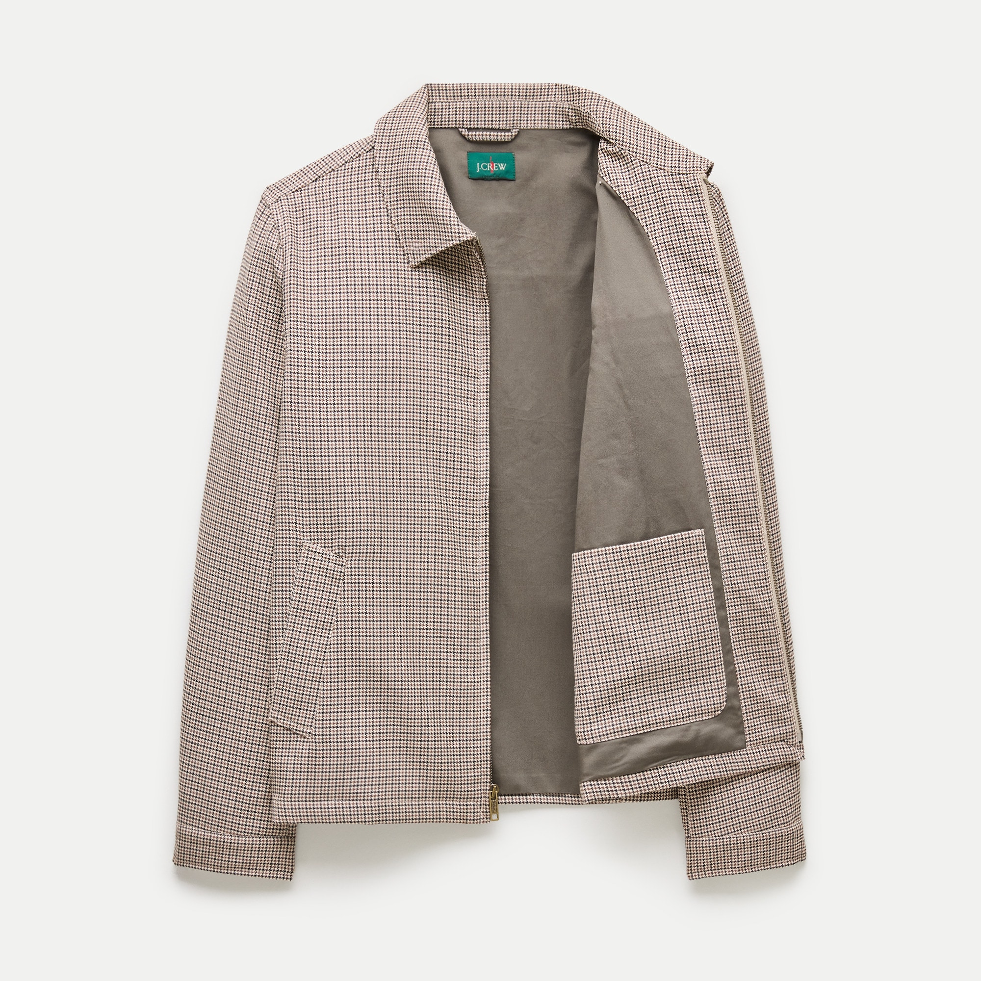 Harrington Jacket In Houndstooth Cotton-wool Blend For Men | J.Crew