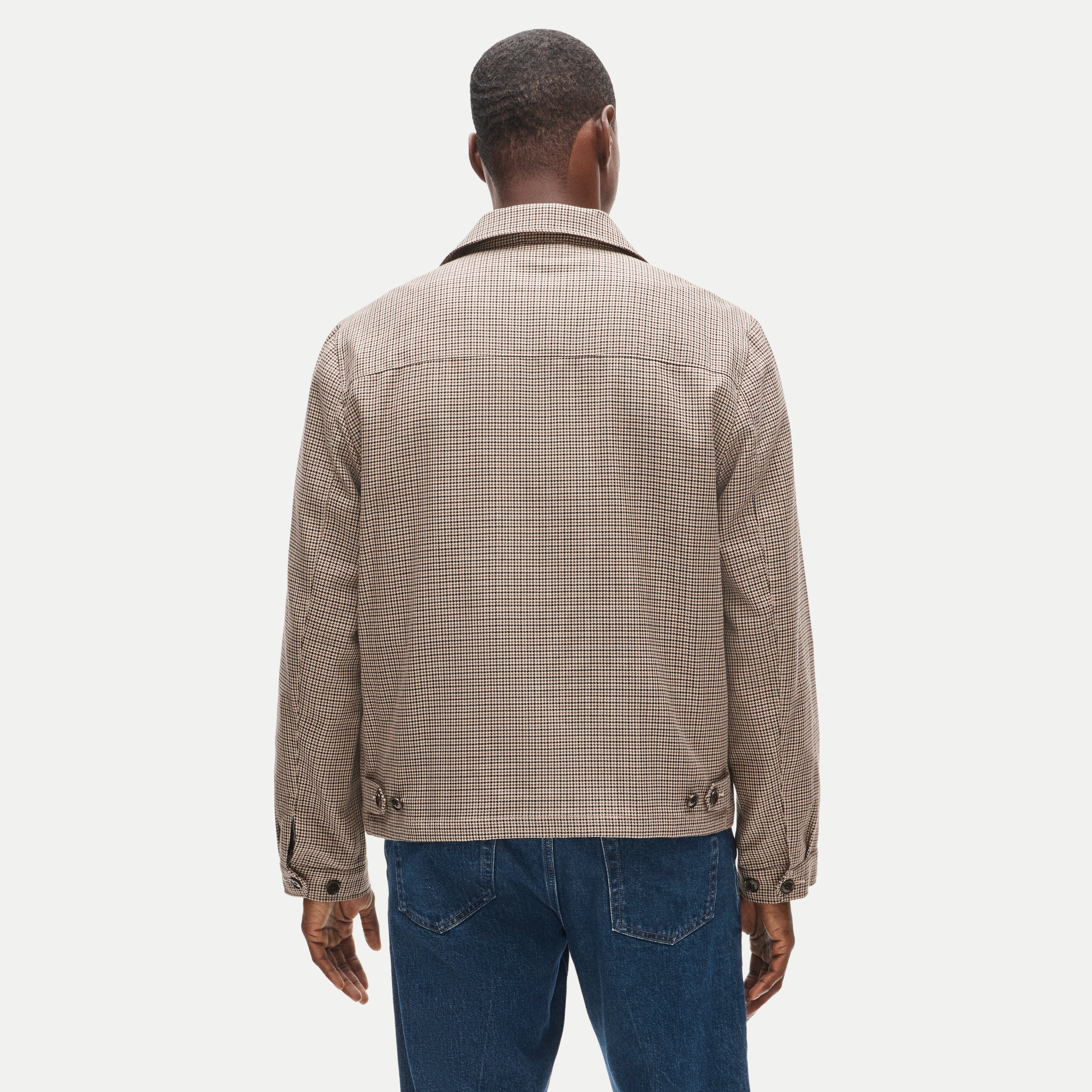 Harrington jacket in houndstooth cotton-wool blend