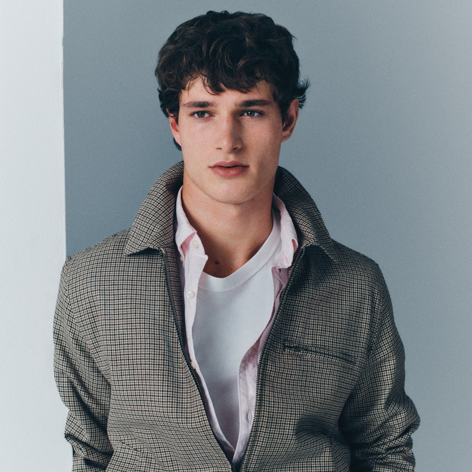 Harrington Jacket In Houndstooth Cotton-wool Blend For Men | J.Crew
