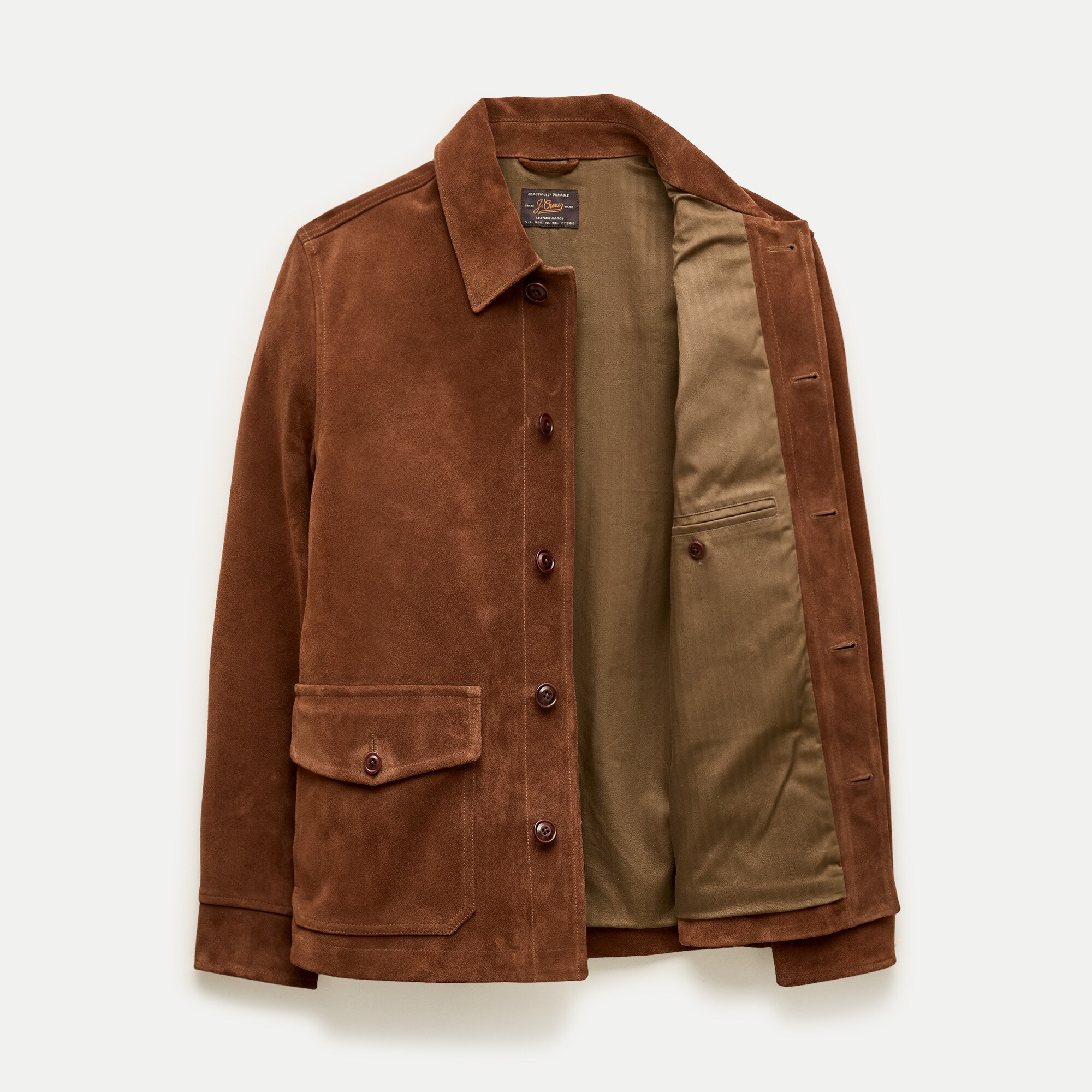 Two-pocket field jacket in Italian suede
