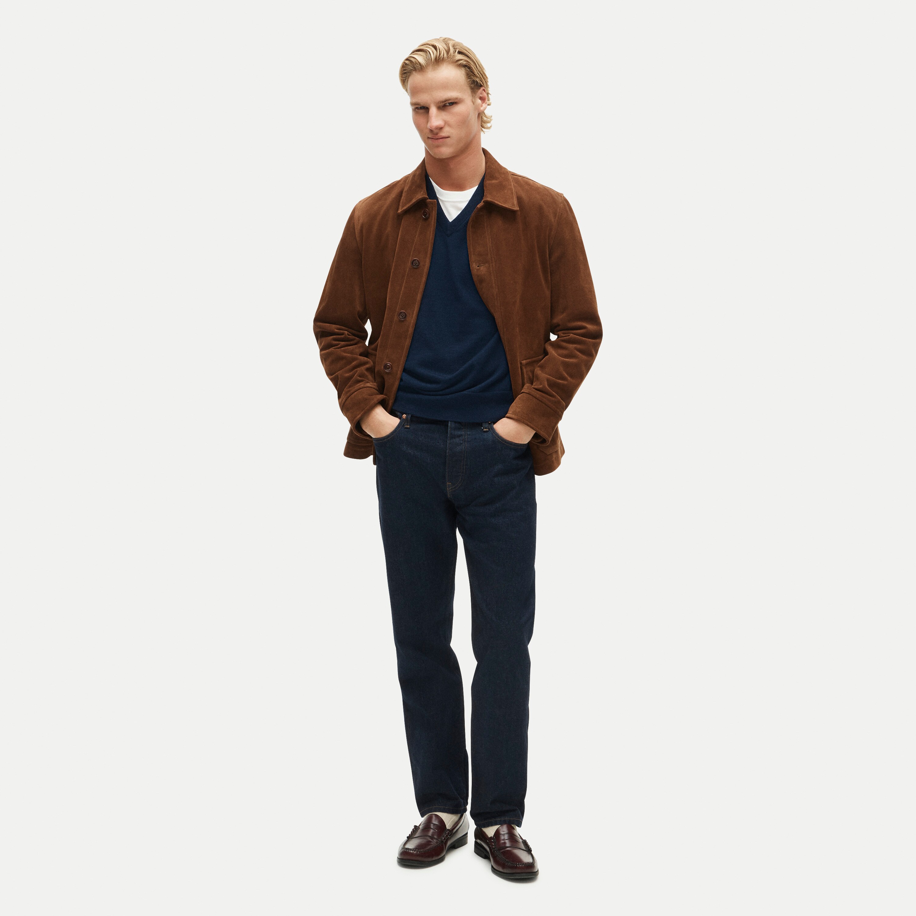 Two-pocket field jacket in Italian suede