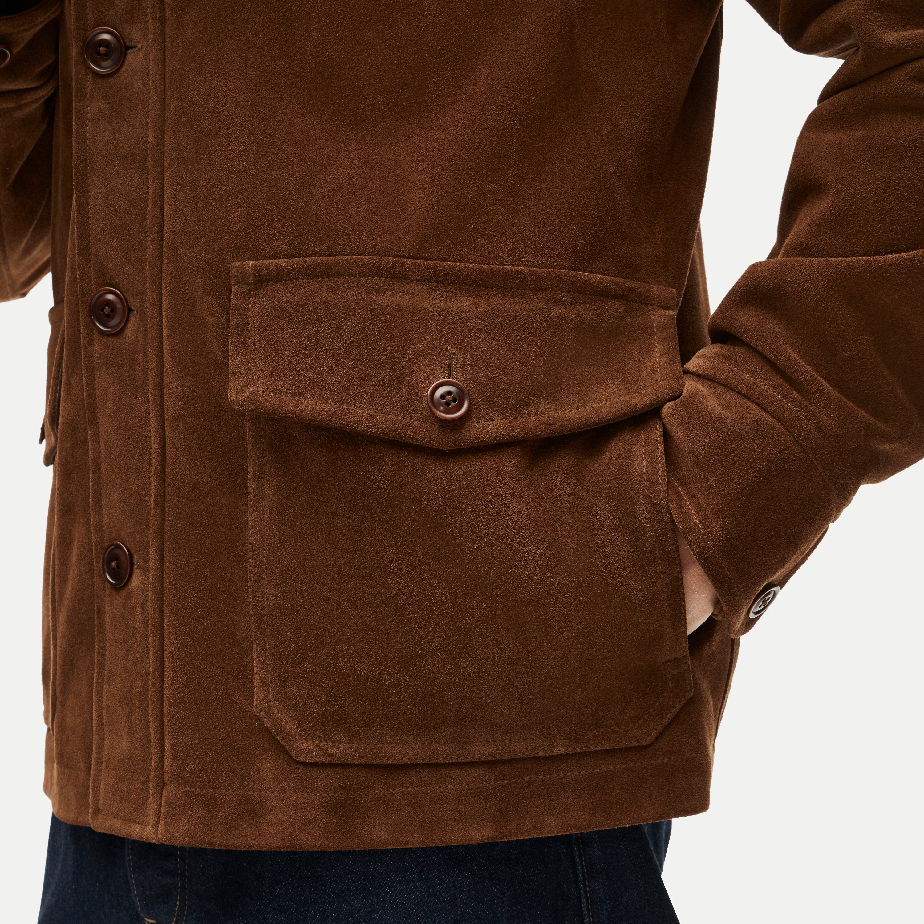 Two-pocket field jacket in Italian suede