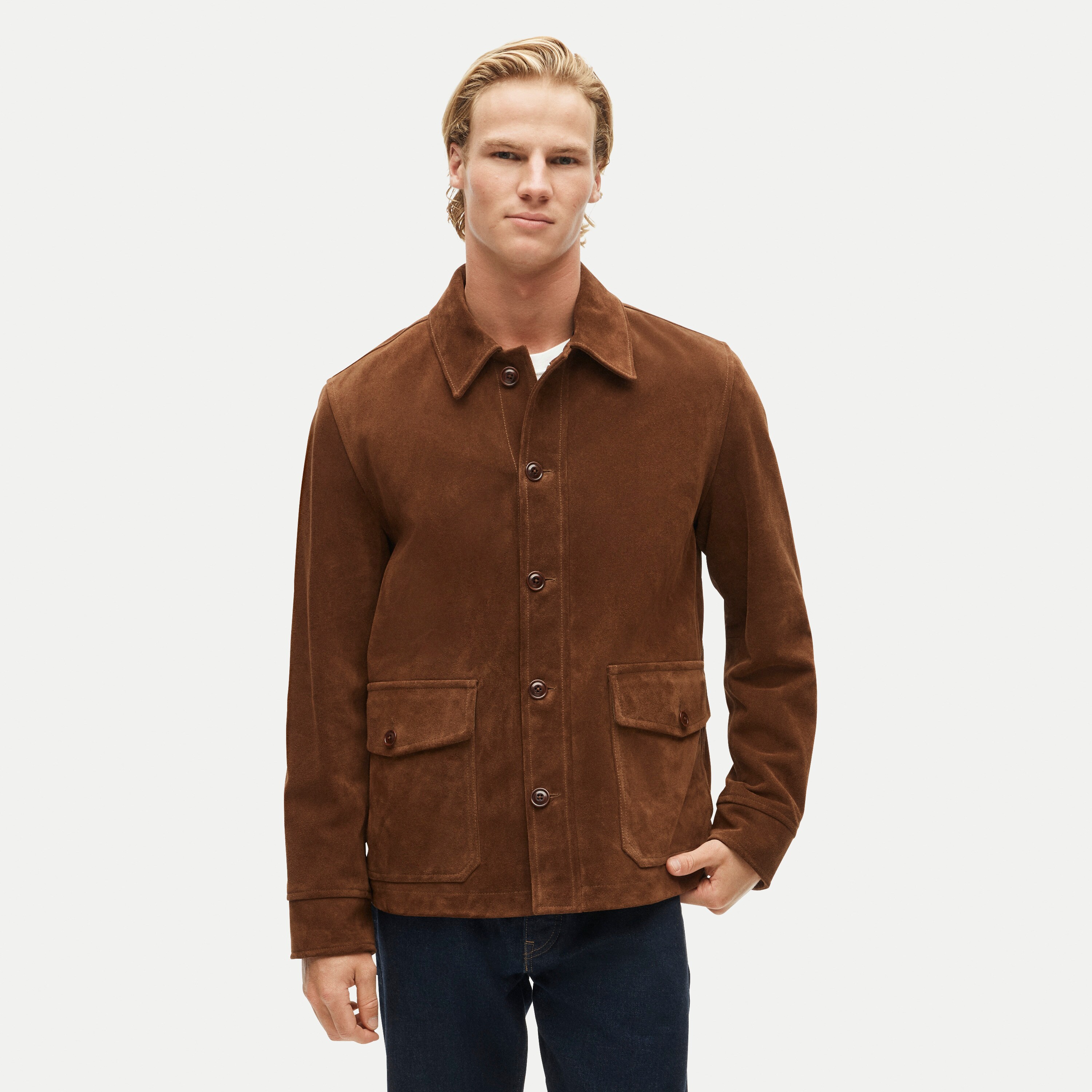 Two-pocket field jacket in Italian suede
