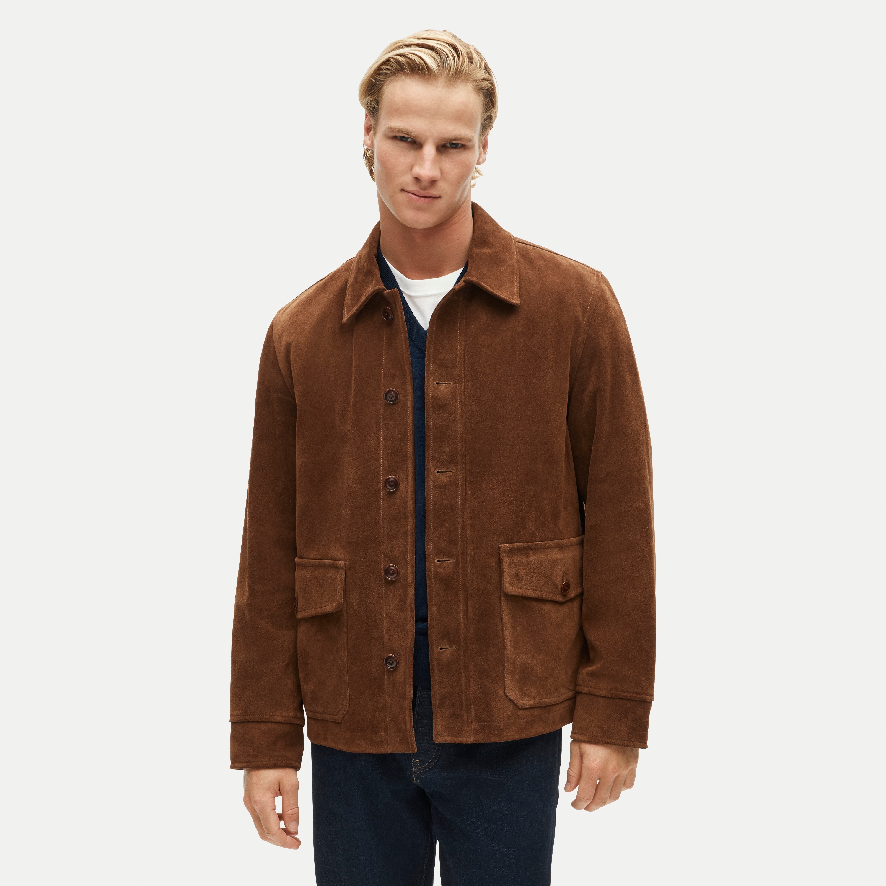 Two-pocket field jacket in Italian suede