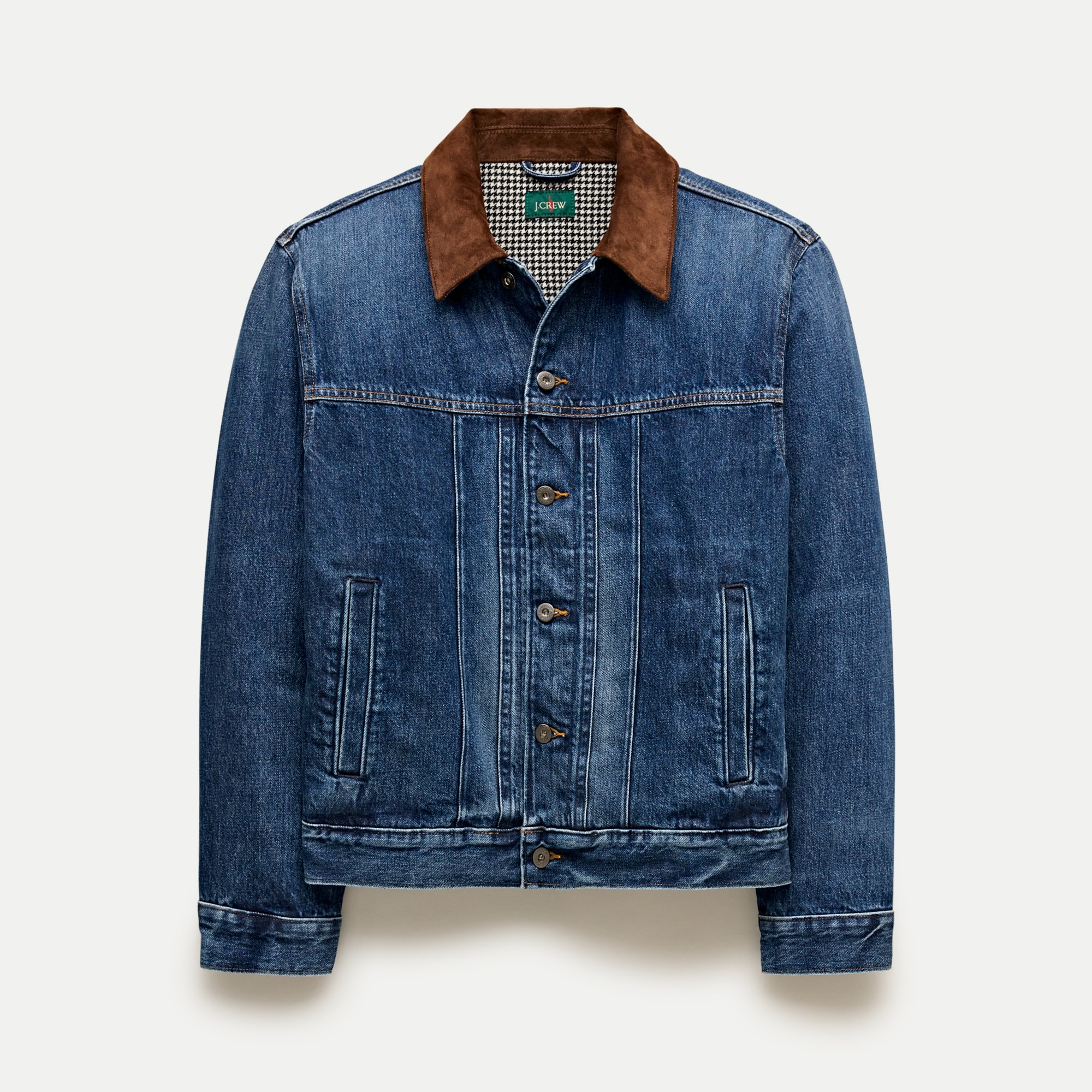 Suede-collar lined denim jacket