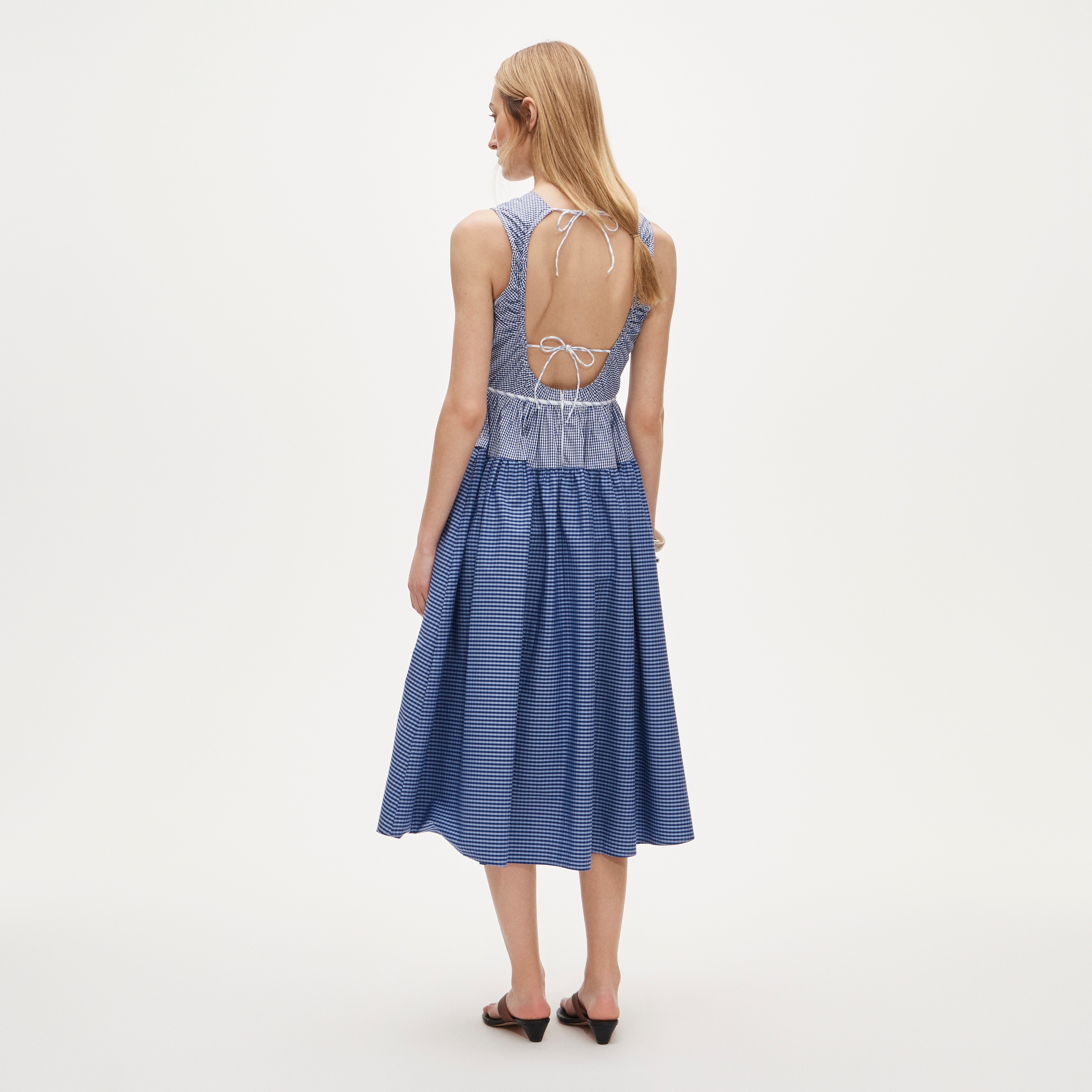 Open-back mixy dress in gingham cotton poplin - image 4