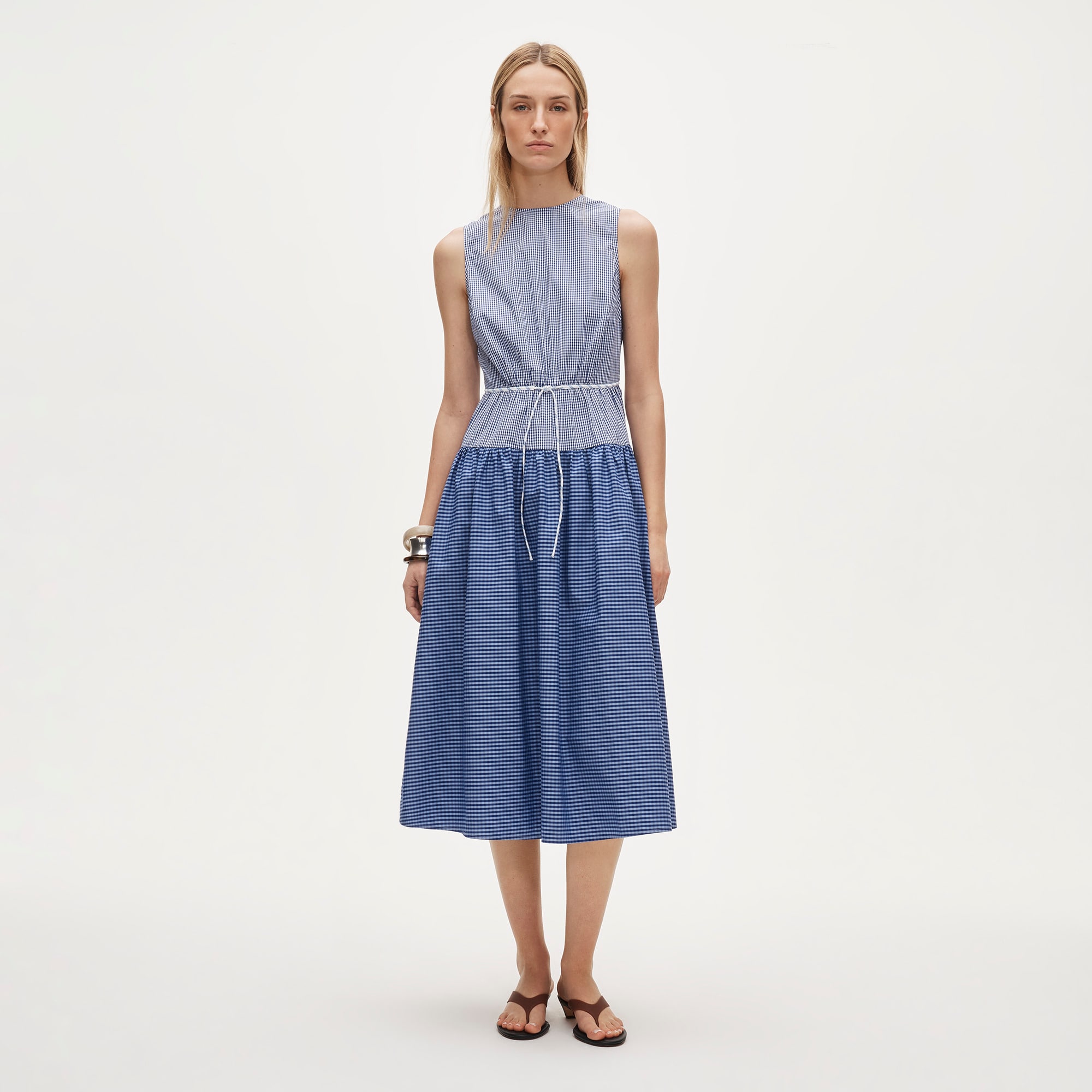 Open-back mixy dress in gingham cotton poplin - image 2