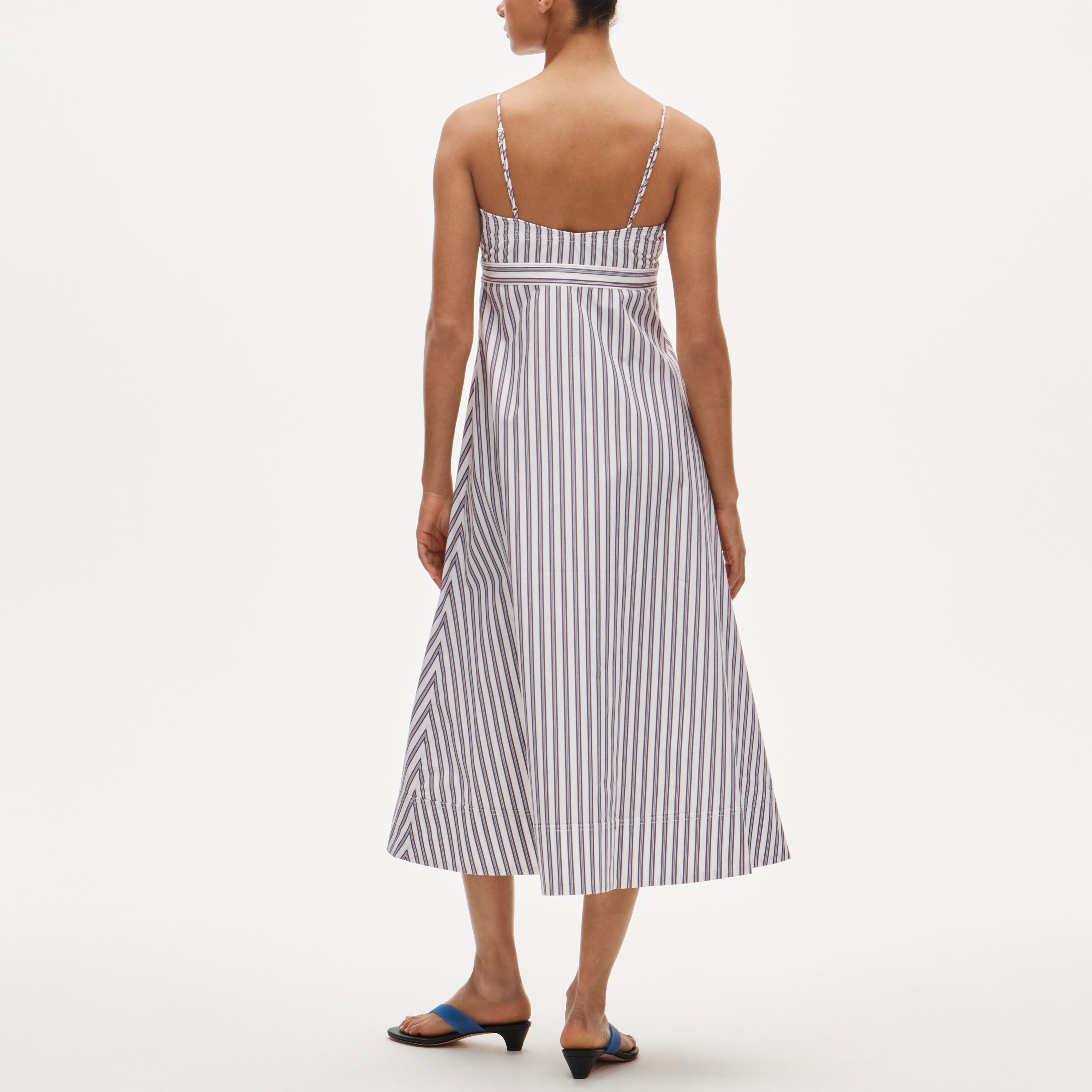 Empire-waist dress in striped cotton poplin - image 4