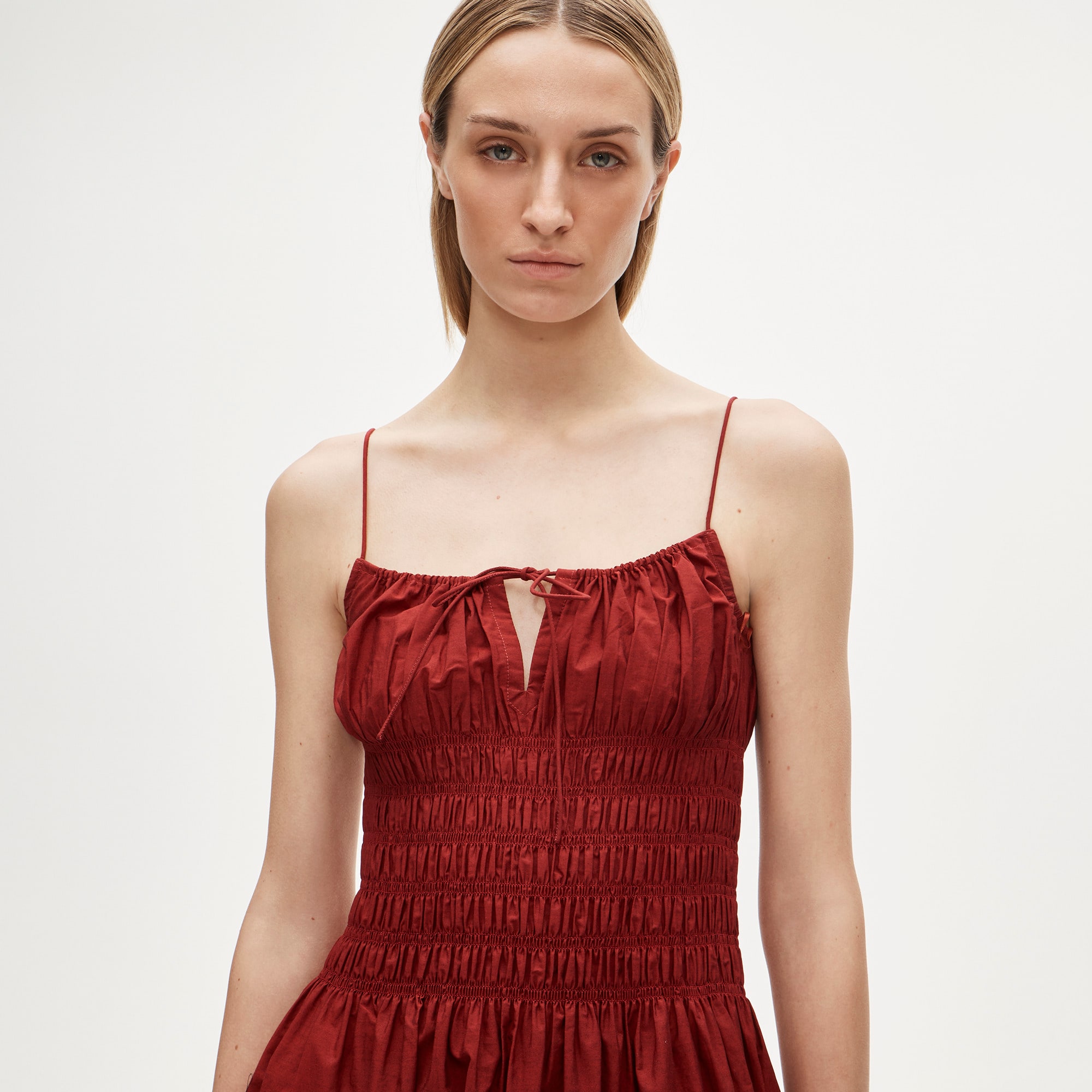 satin off the shoulder dress Satin Off-Shoulder Draped Mini Dress in True Red - 2 main image 1