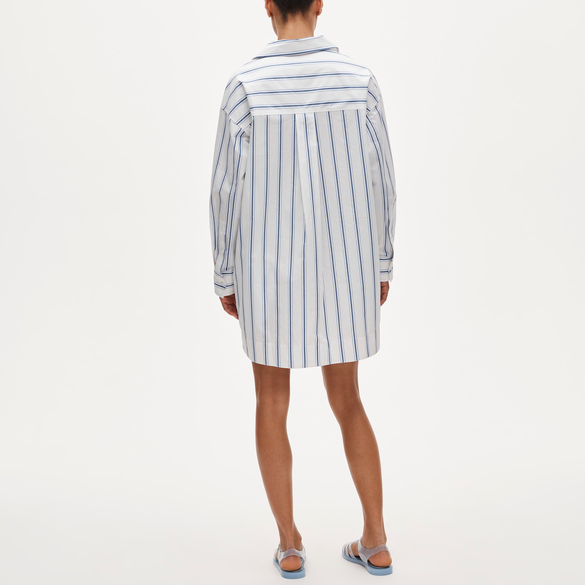V-neck popover dress in striped cotton poplin - image 5