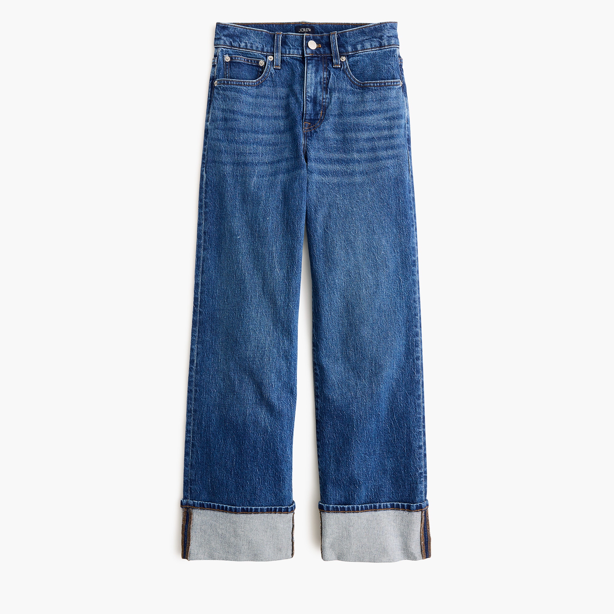 Slim wide-leg cuffed jean