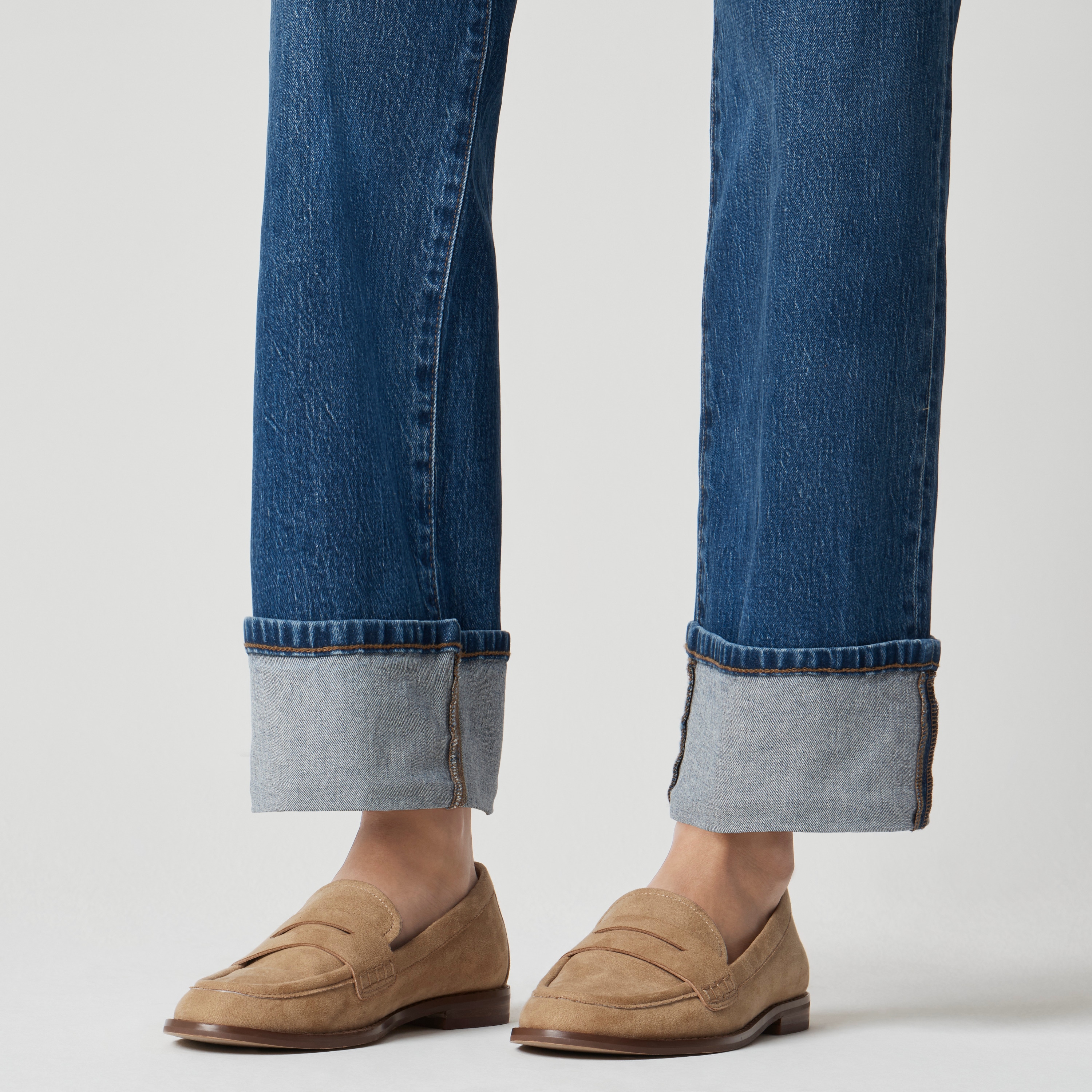 Slim wide-leg cuffed jean