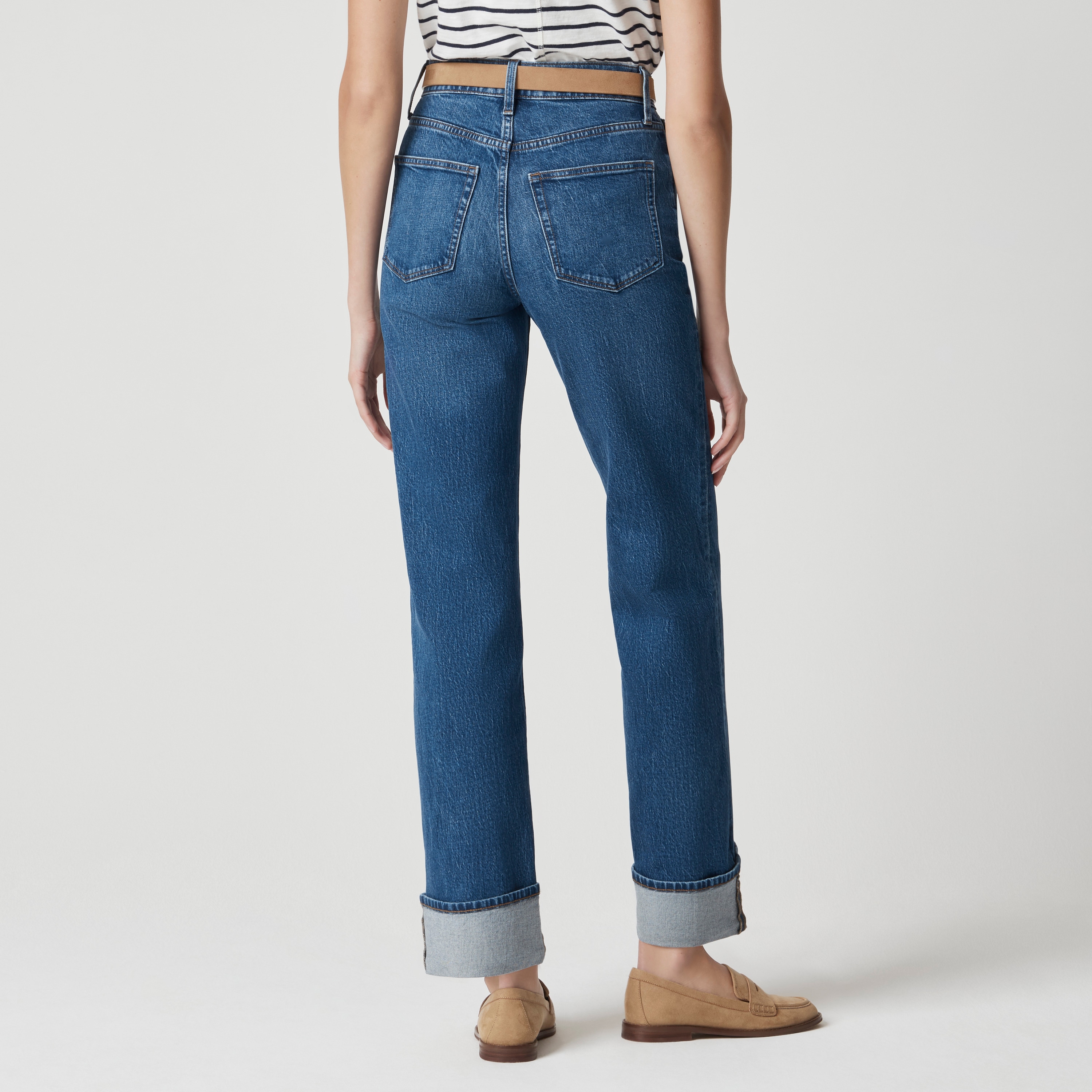 Slim wide-leg cuffed jean