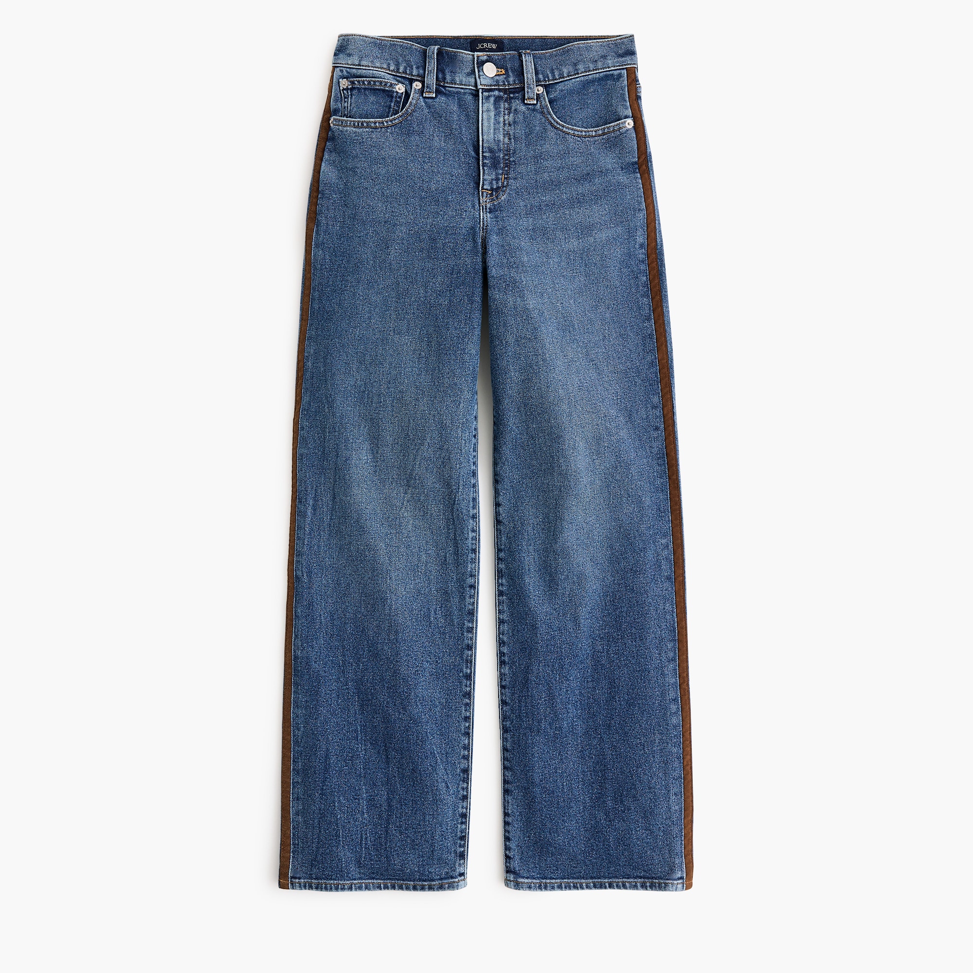 Slim wide-leg jean with sueded trim