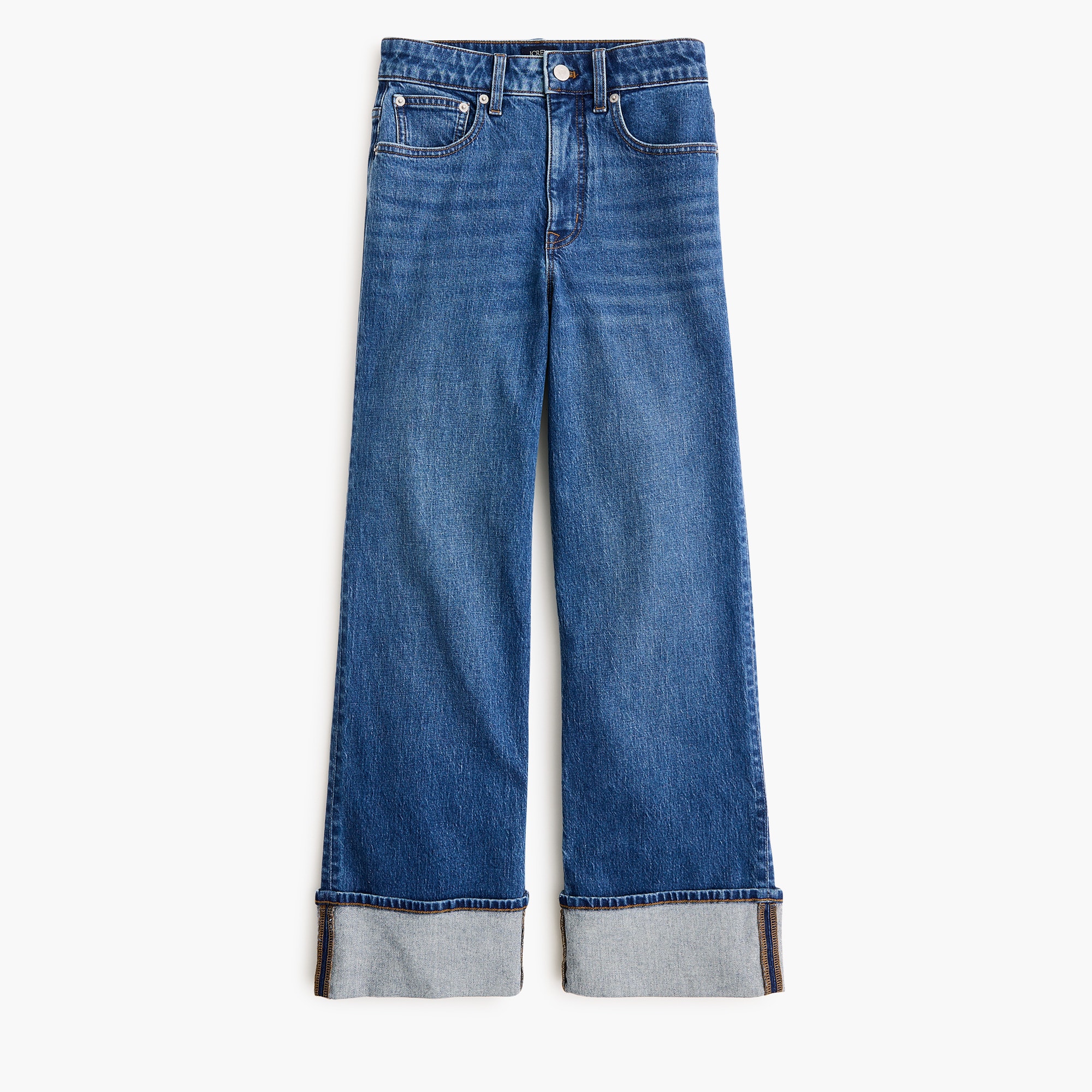 Curvy slim wide-leg cuffed jean