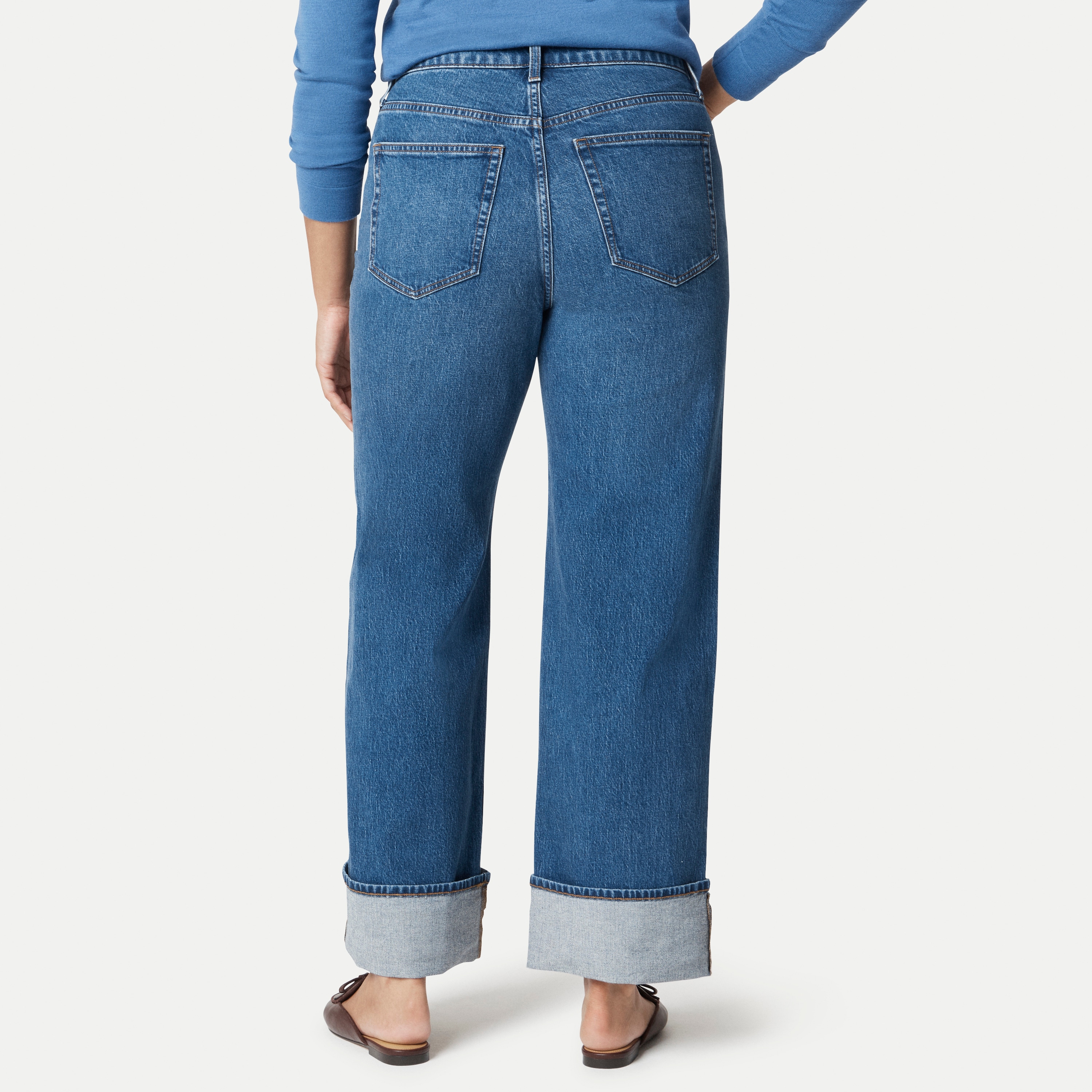 Curvy slim wide-leg cuffed jean