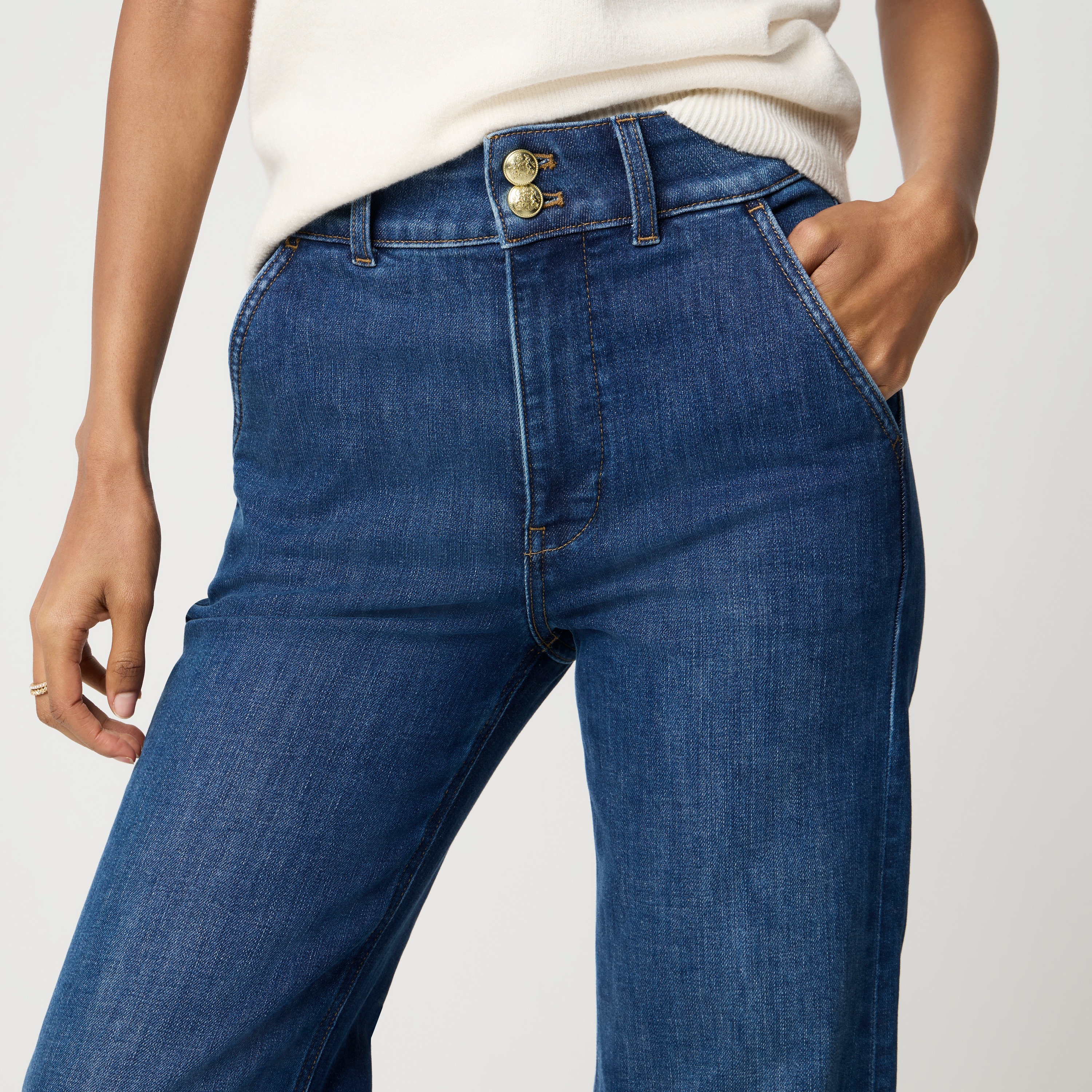Trouser Jean With Stacked Buttons For Women | Factory